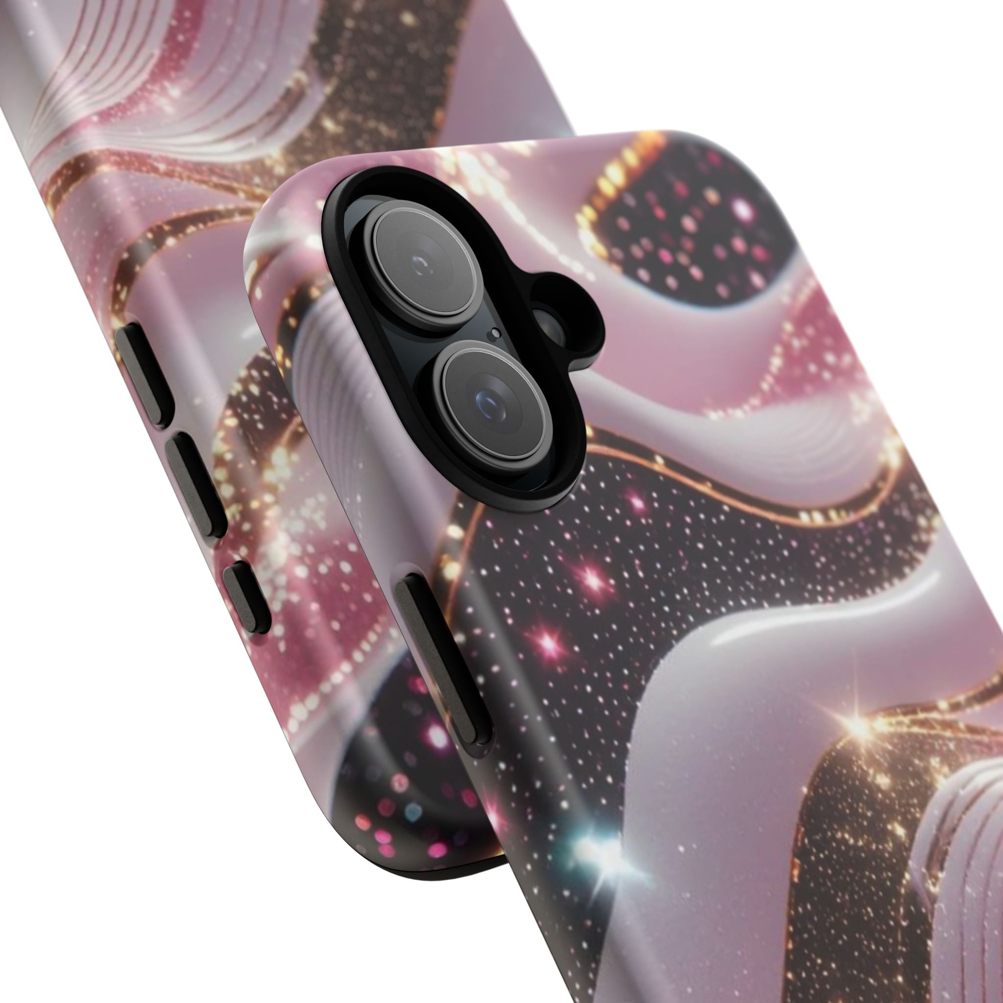 Sparkling Pink Wave Phone Case — Glitter Marble Protective Cover