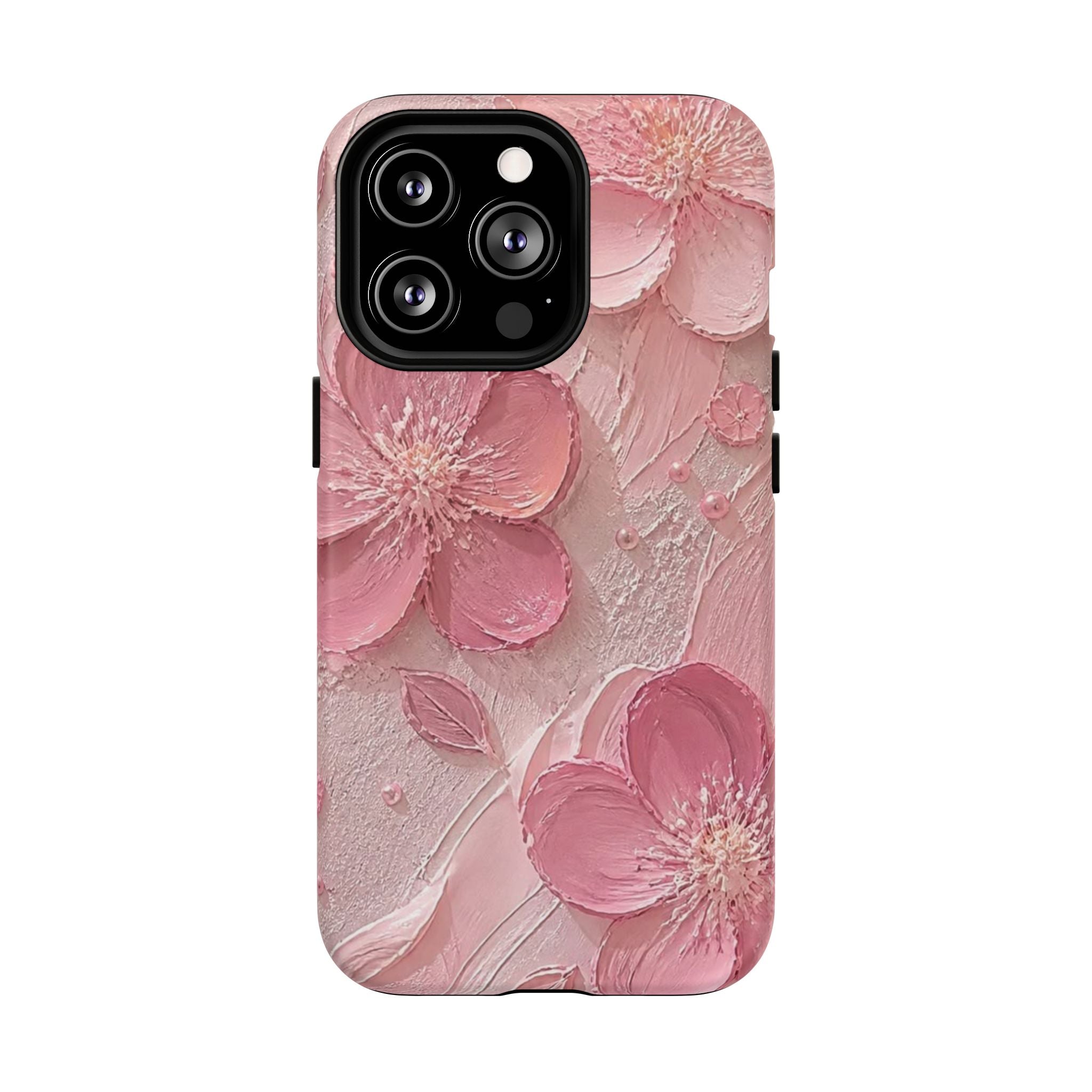 Pink Floral Tough Magnetic Phone Case — 3D Blossom Protective Cover
