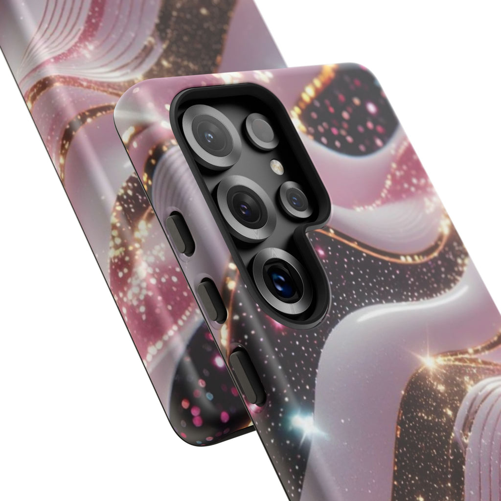 Sparkling Pink Wave Phone Case — Glitter Marble Protective Cover