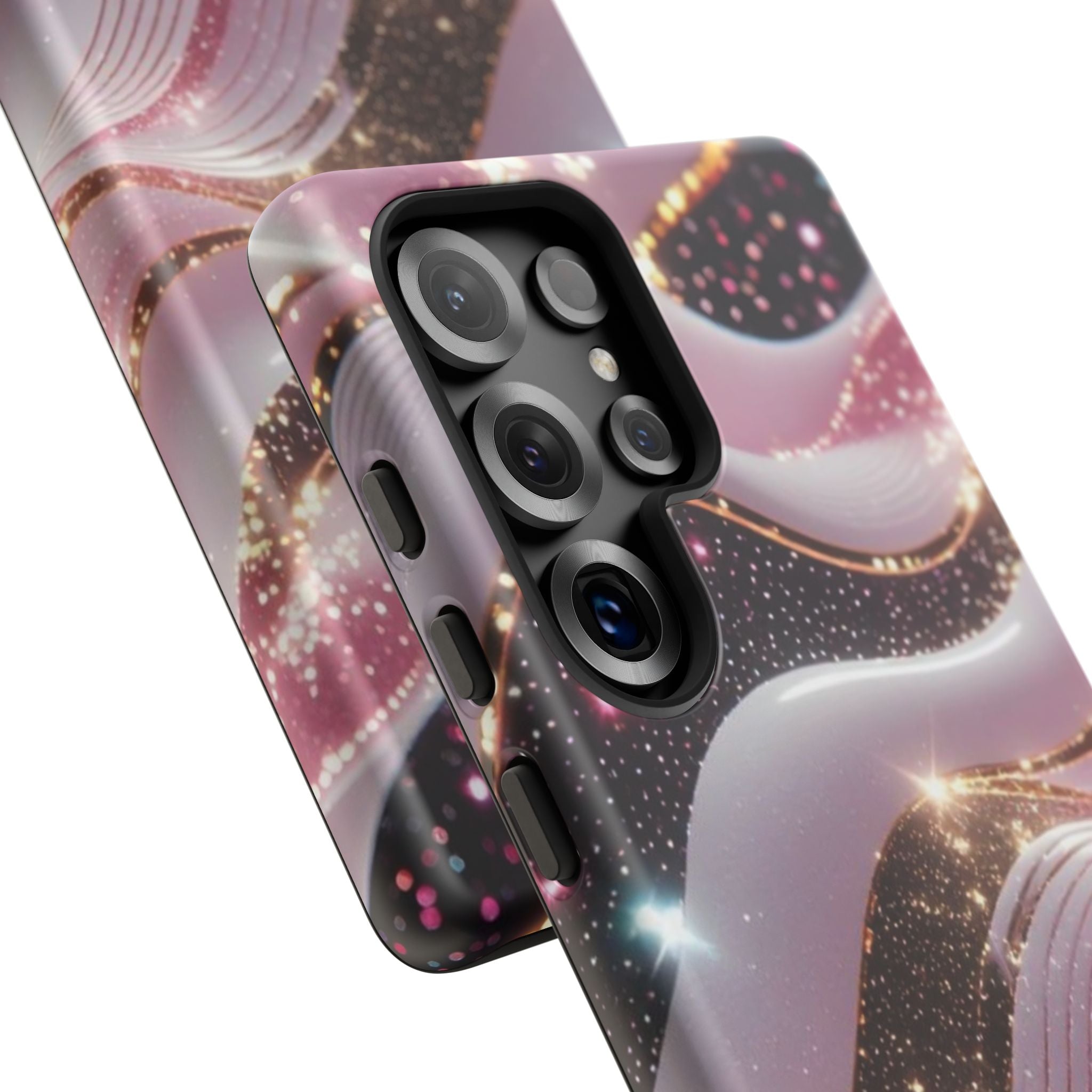 Sparkling Pink Wave Phone Case — Glitter Marble Protective Cover