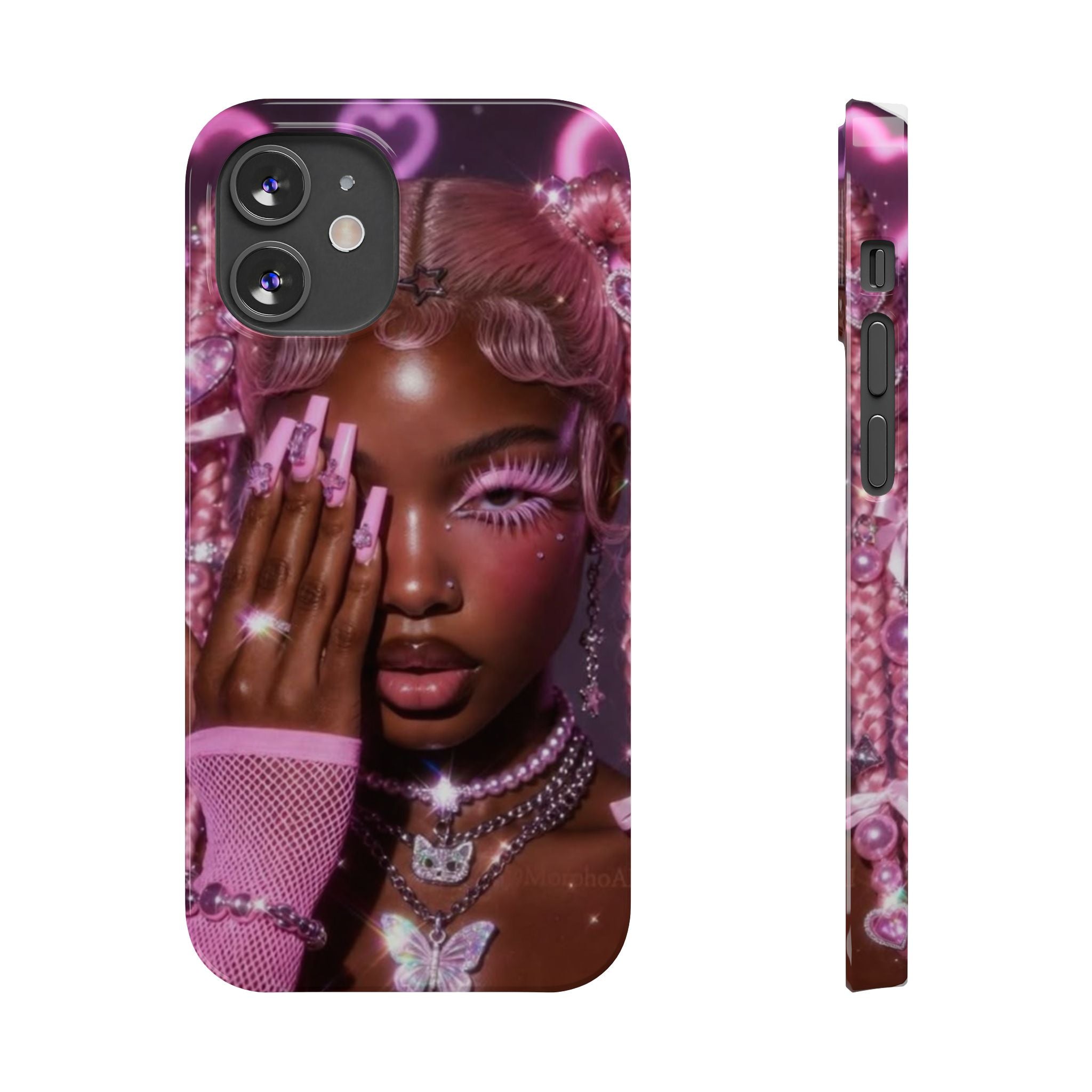 Pink Glam Slim Phone Case — Butterfly Jewels Fashion iPhone Cover