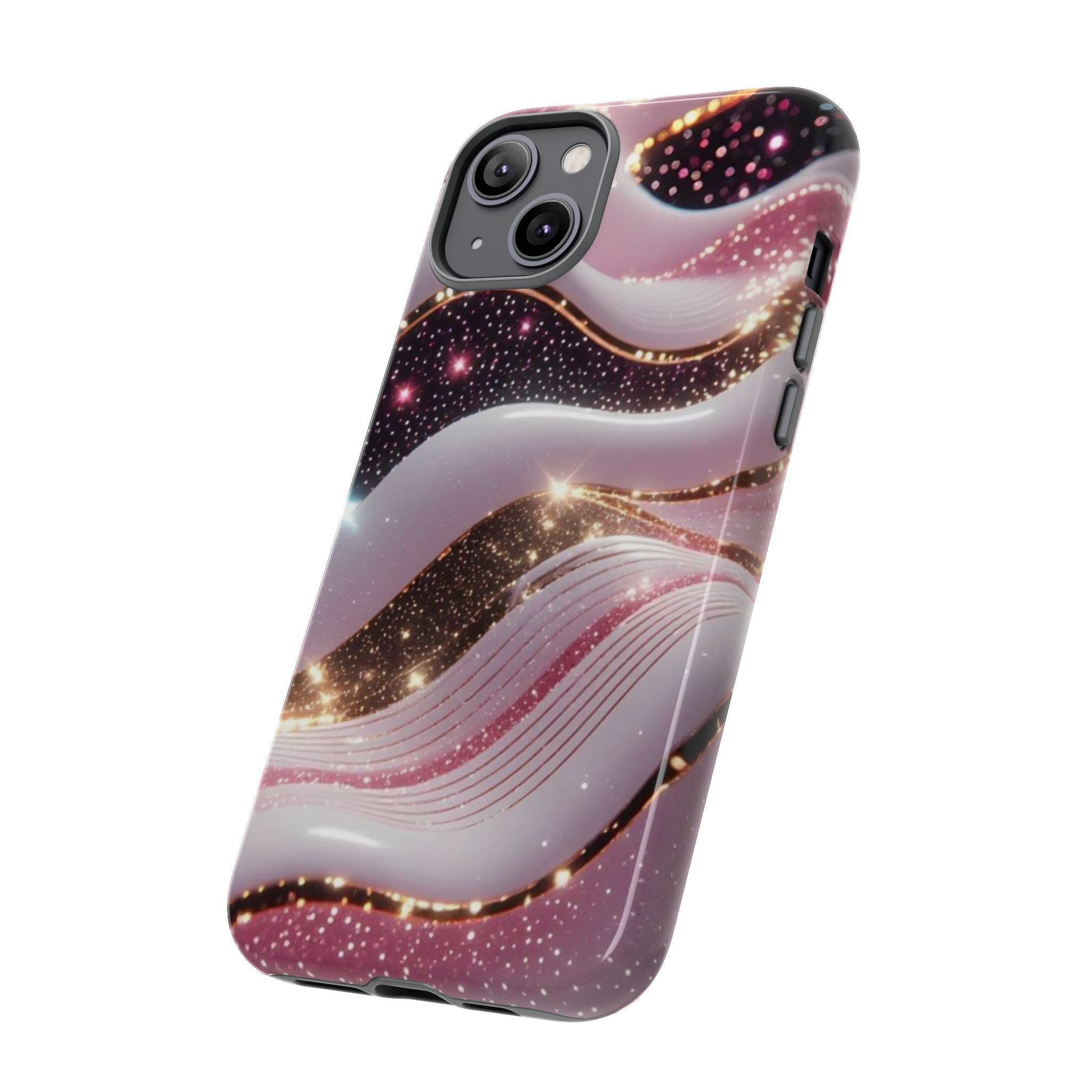 Sparkling Pink Wave Phone Case — Glitter Marble Protective Cover