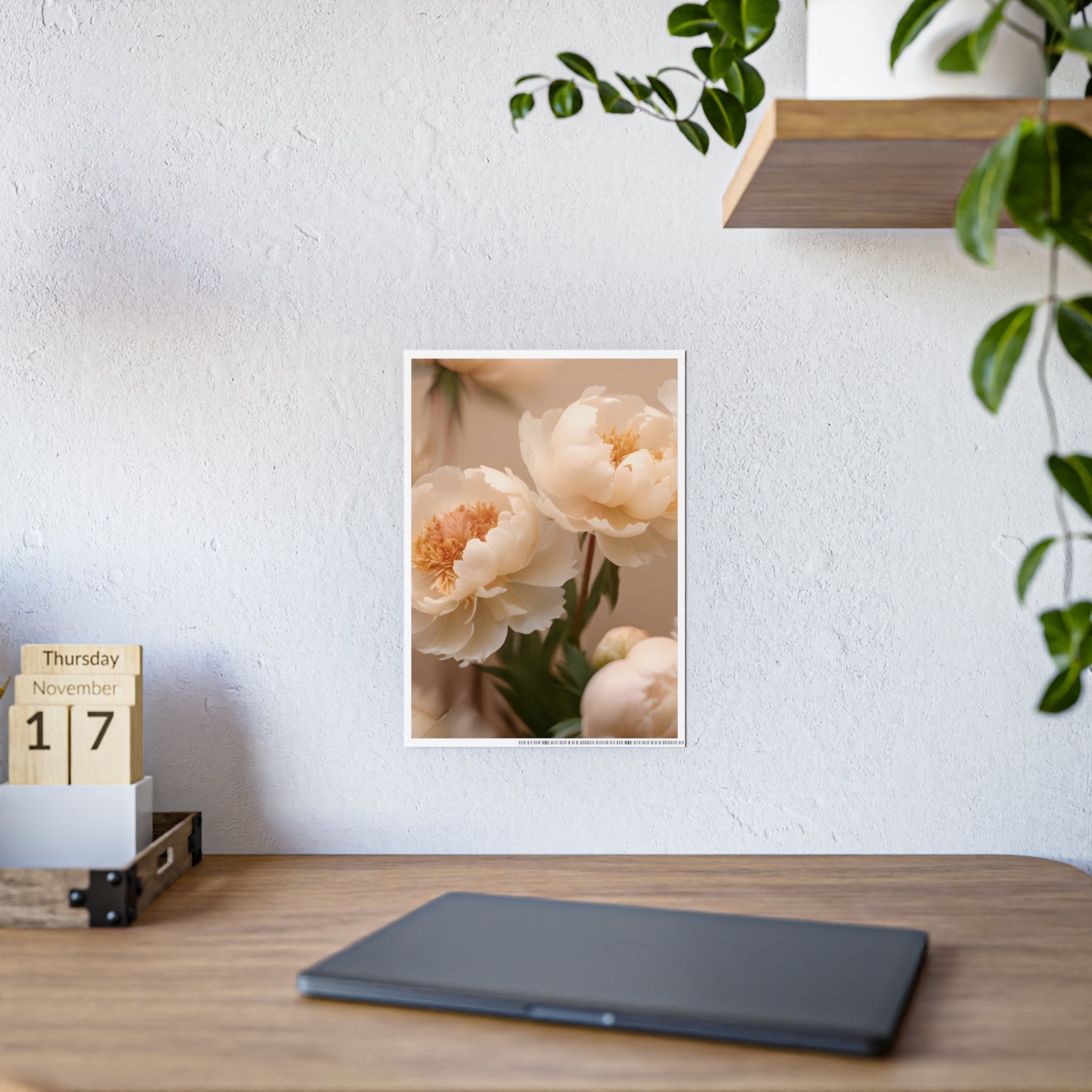 Peach Peony Print Poster