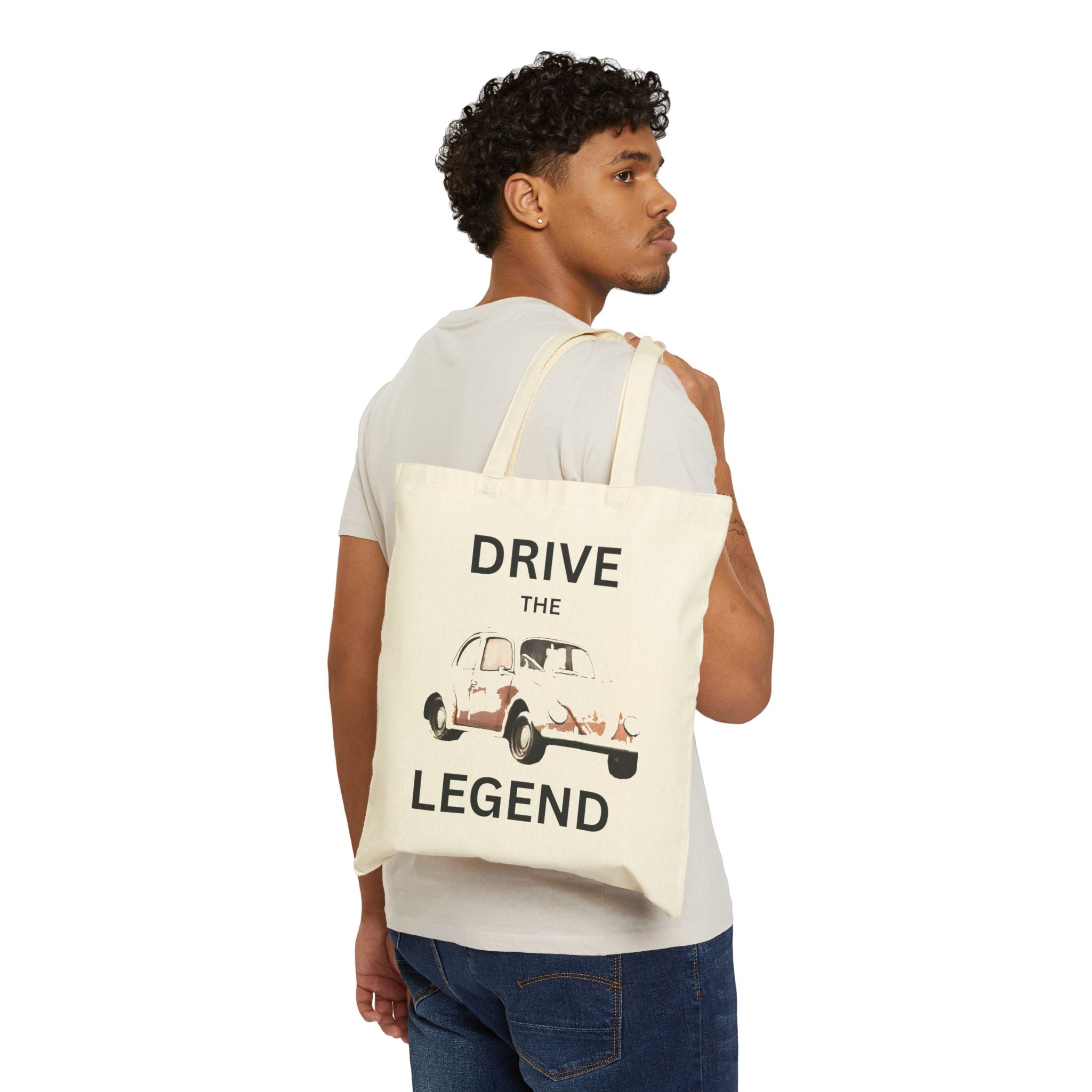 Drive the Legend Canvas Tote Bag – Vintage Car Graphic Eco Grocery Bag
