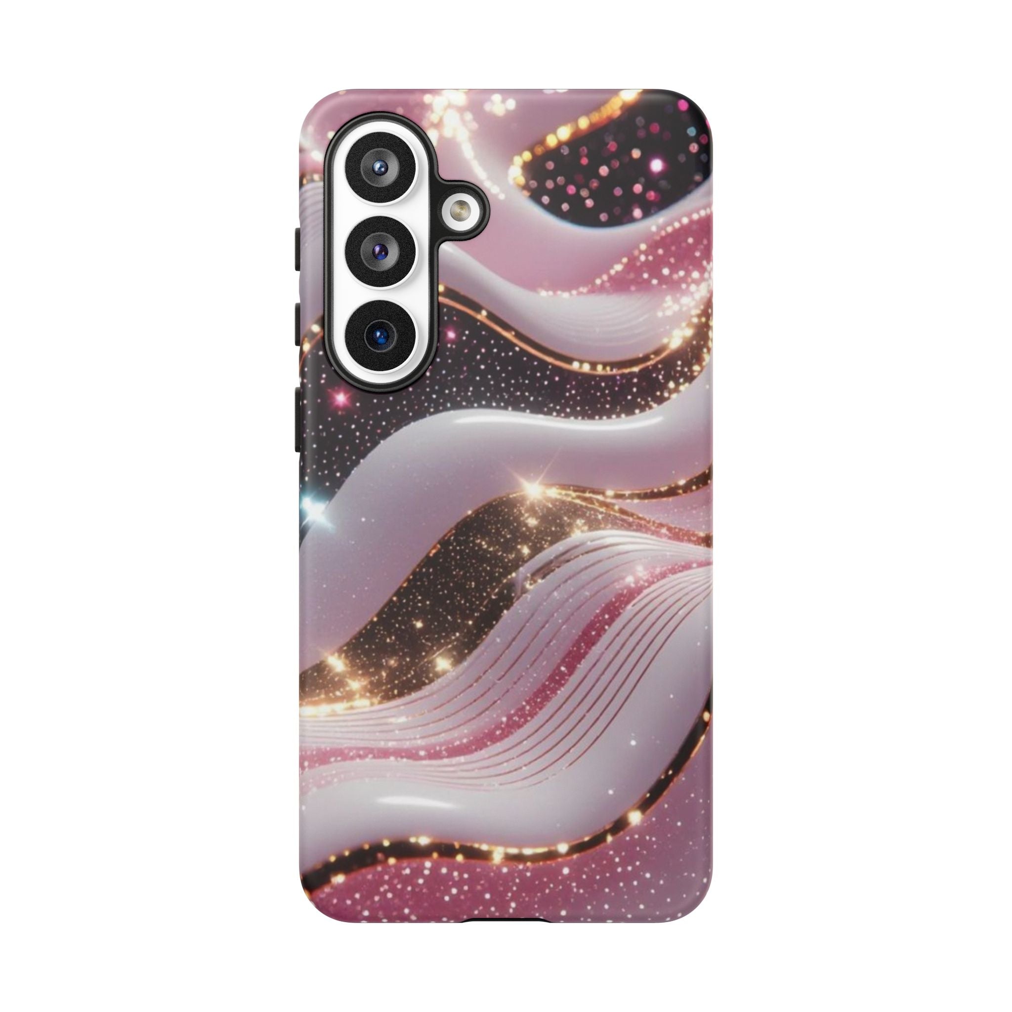 Sparkling Pink Wave Phone Case — Glitter Marble Protective Cover