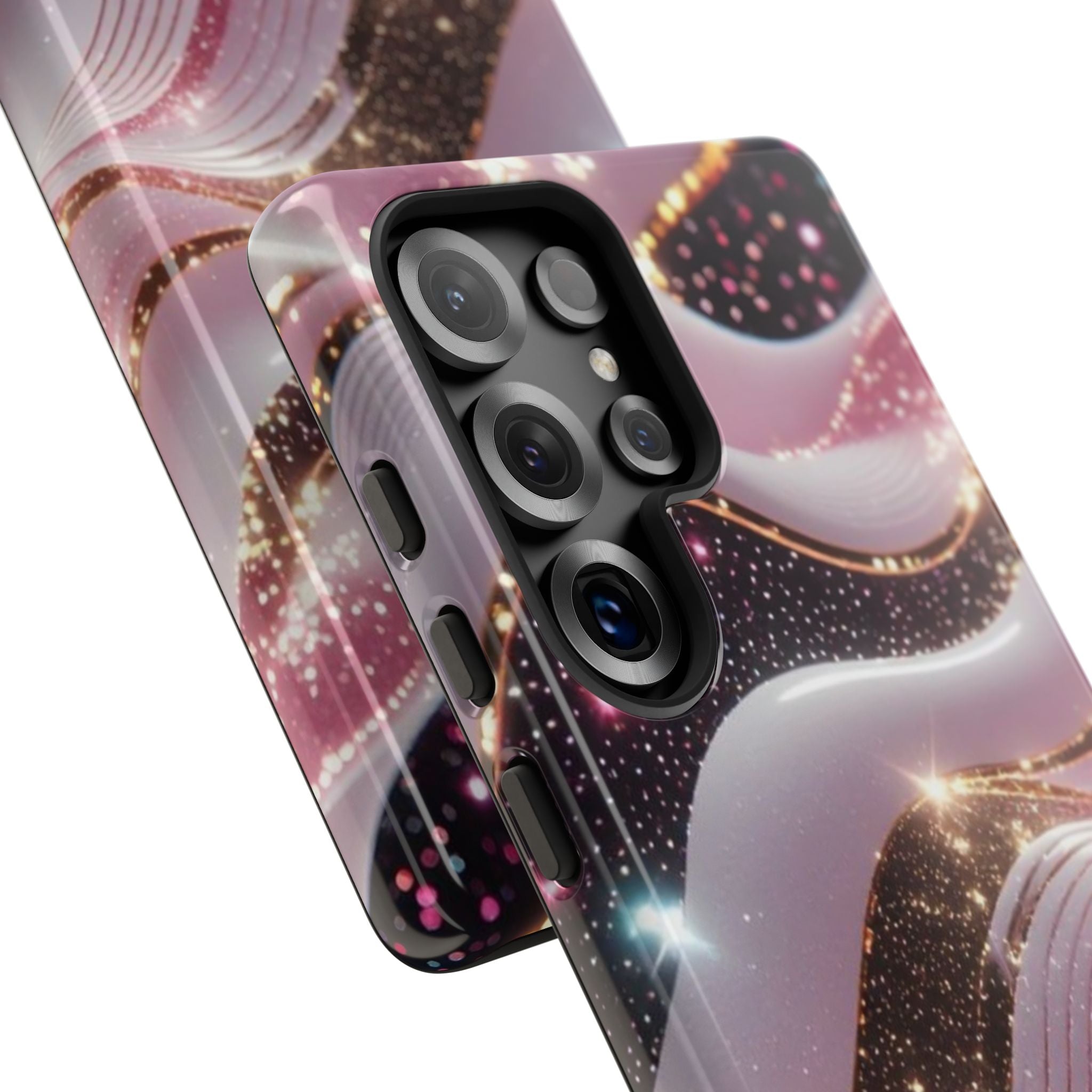 Sparkling Pink Wave Phone Case — Glitter Marble Protective Cover