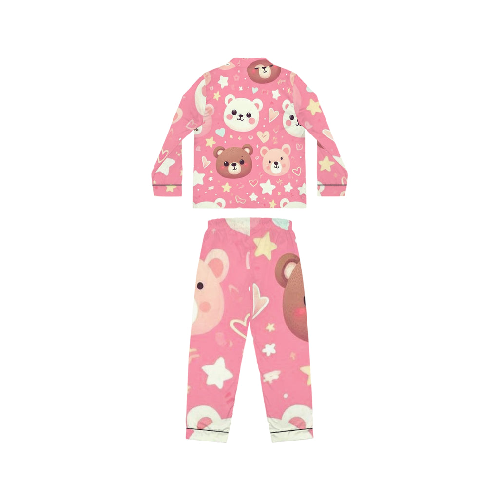 Pink Cute Bear Satin Pajama Set — Women's Heart & Stars Sleepwear
