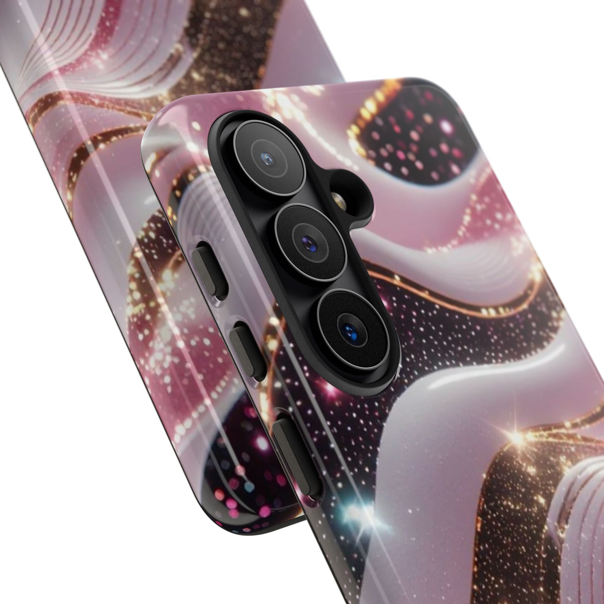 Sparkling Pink Wave Phone Case — Glitter Marble Protective Cover