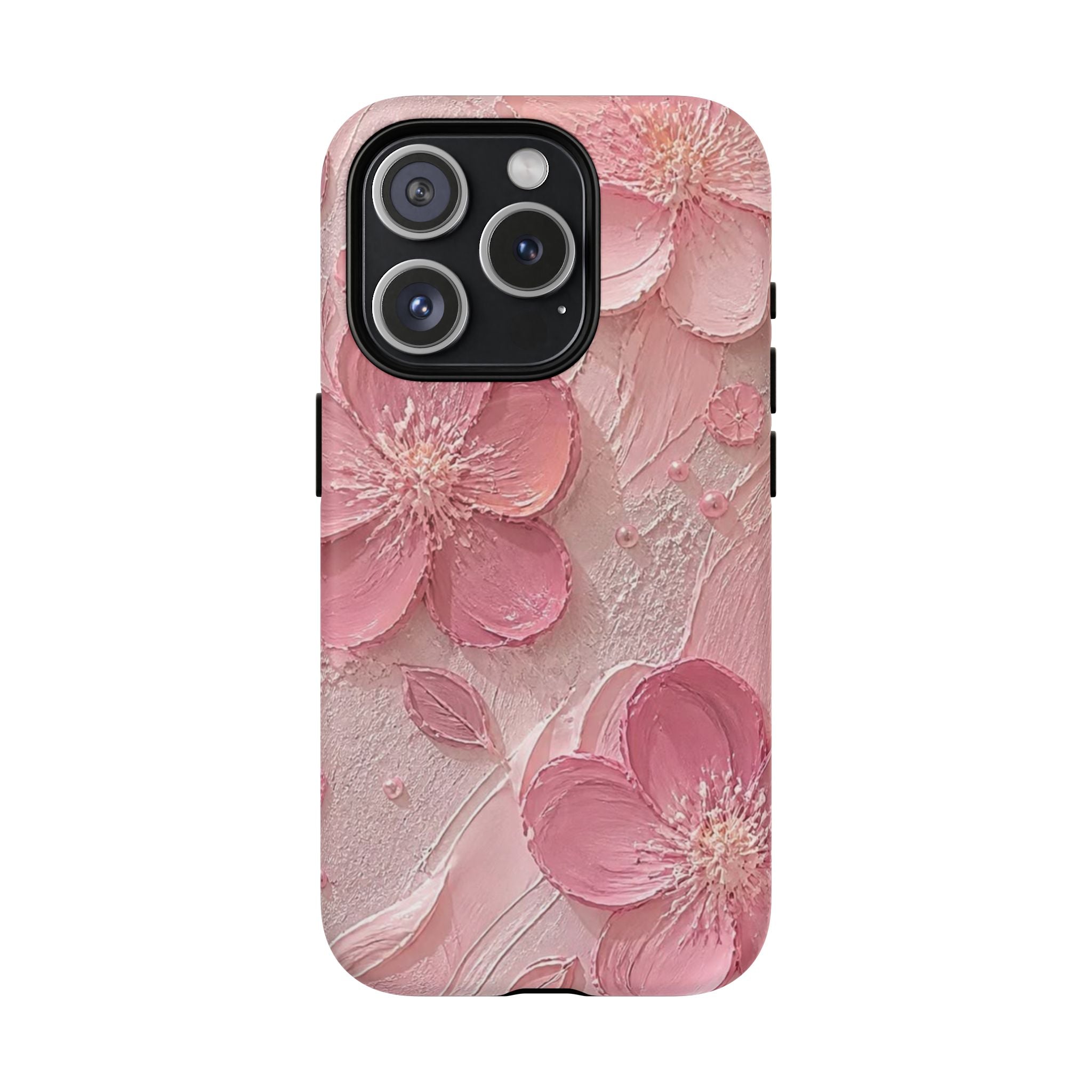 Pink Floral Tough Magnetic Phone Case — 3D Blossom Protective Cover