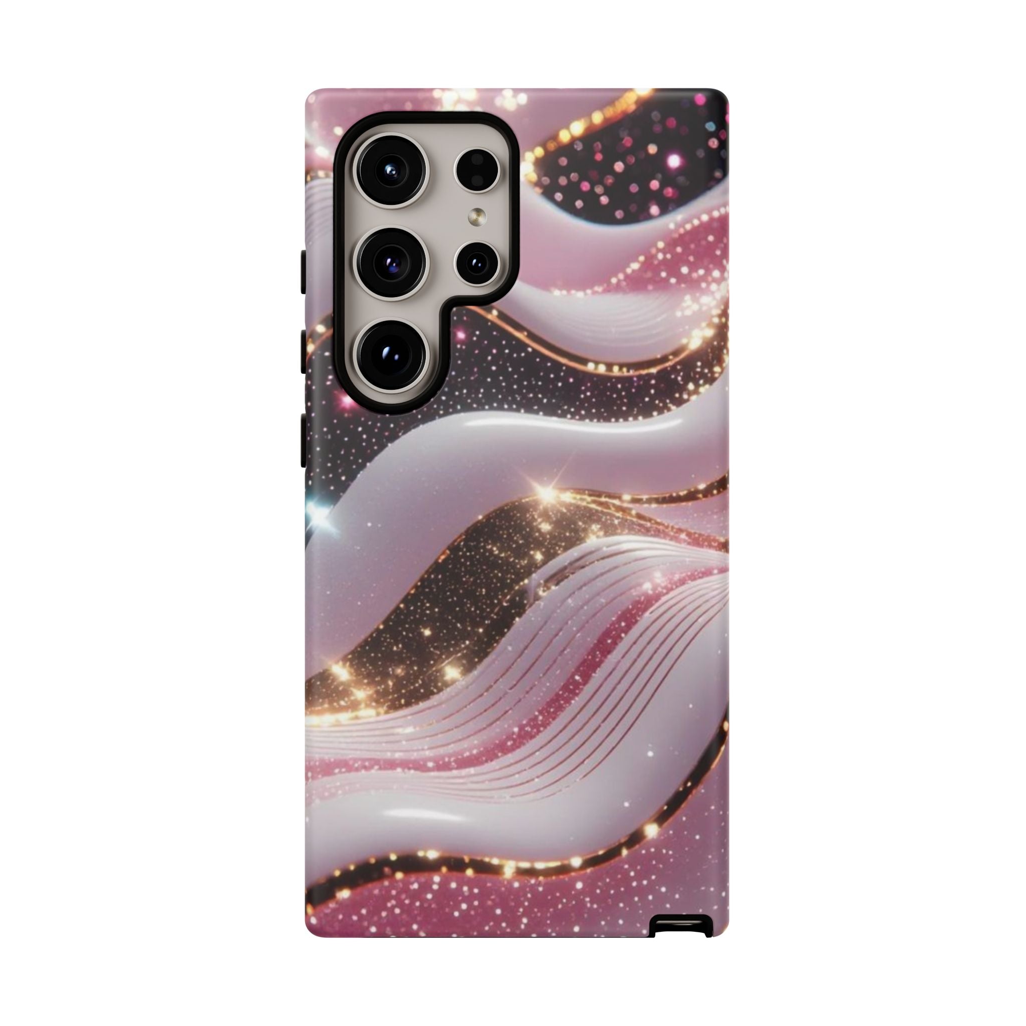 Sparkling Pink Wave Phone Case — Glitter Marble Protective Cover