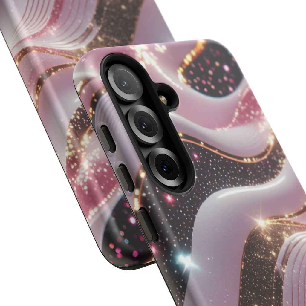 Sparkling Pink Wave Phone Case — Glitter Marble Protective Cover