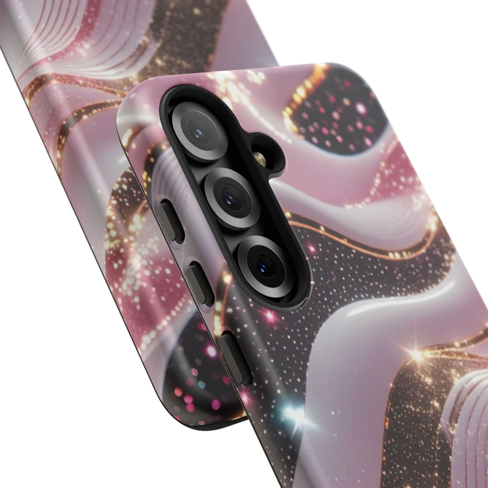 Sparkling Pink Wave Phone Case — Glitter Marble Protective Cover