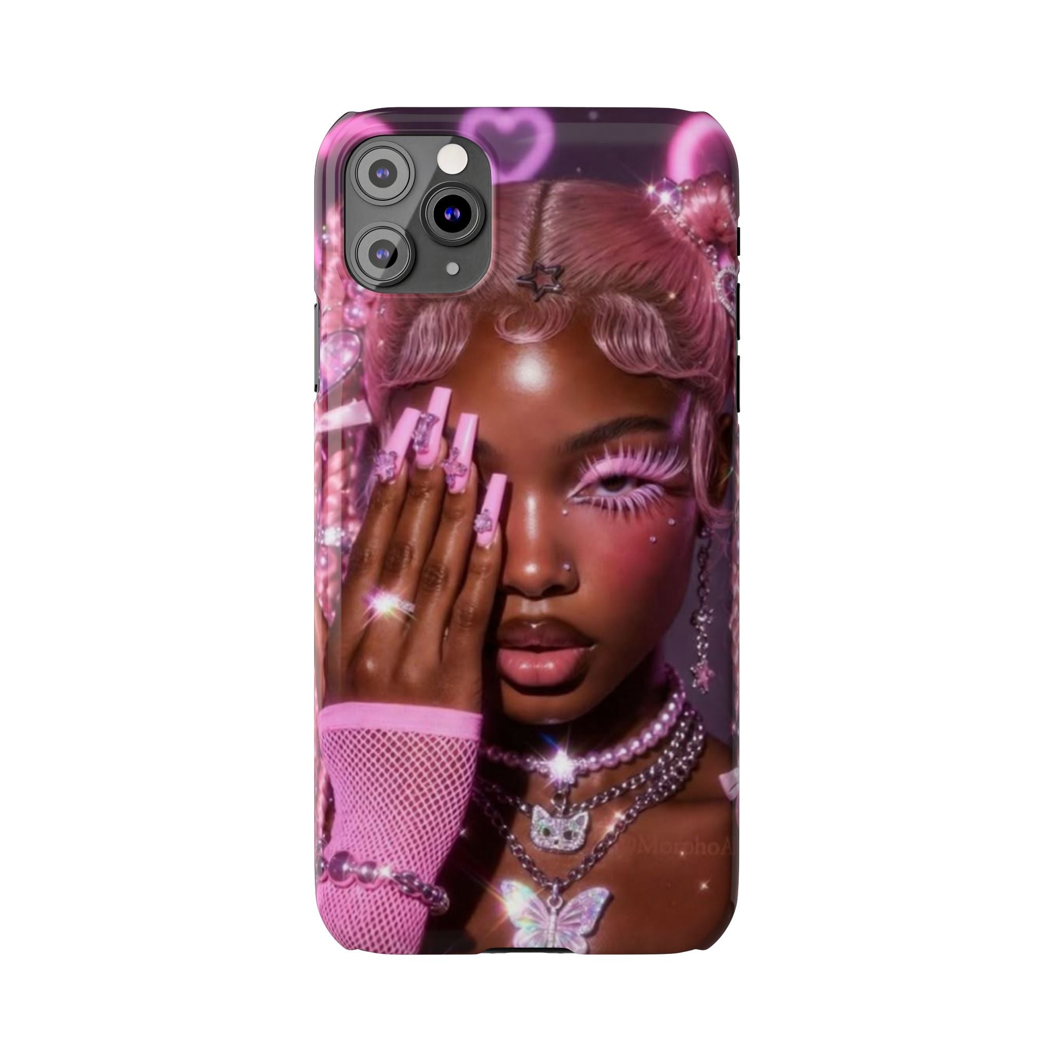 Pink Glam Slim Phone Case — Butterfly Jewels Fashion iPhone Cover