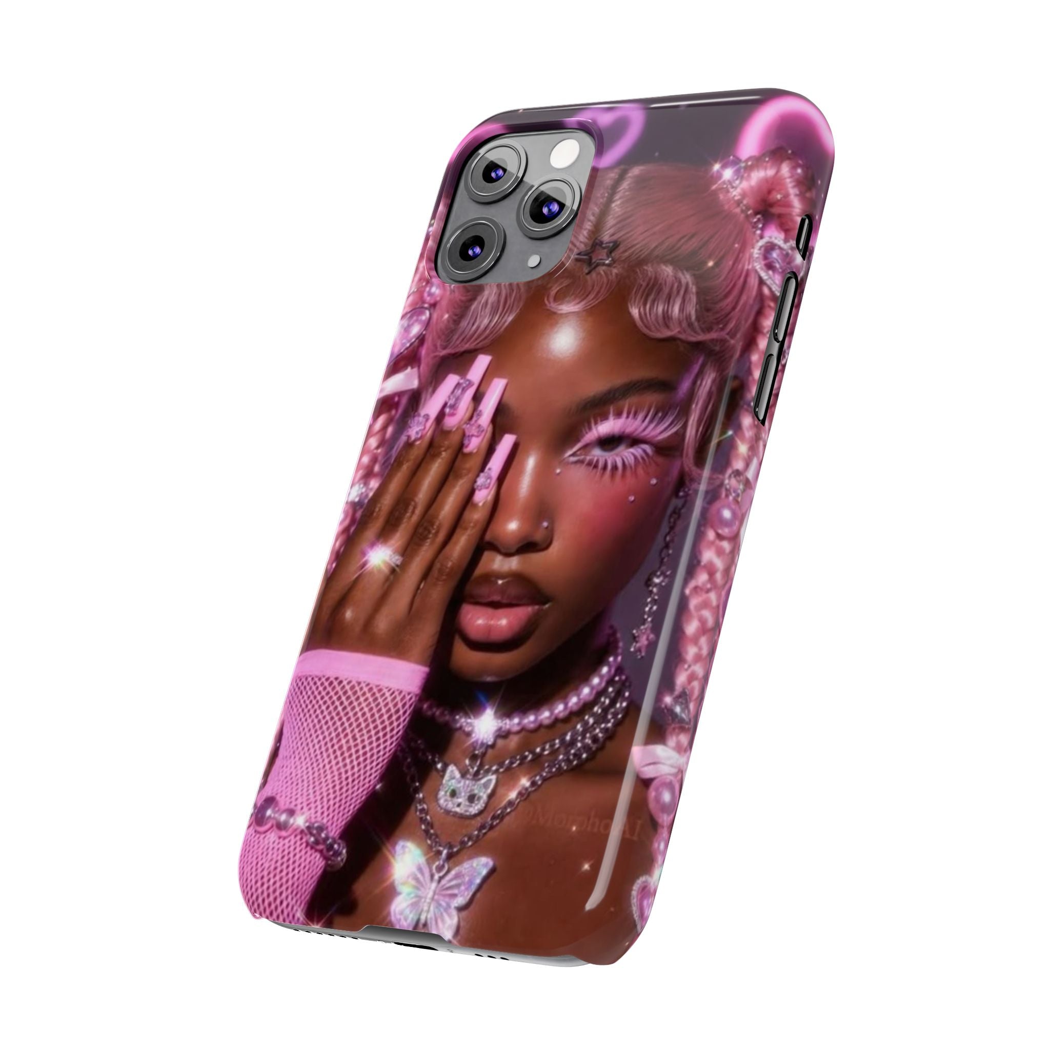 Pink Glam Slim Phone Case — Butterfly Jewels Fashion iPhone Cover