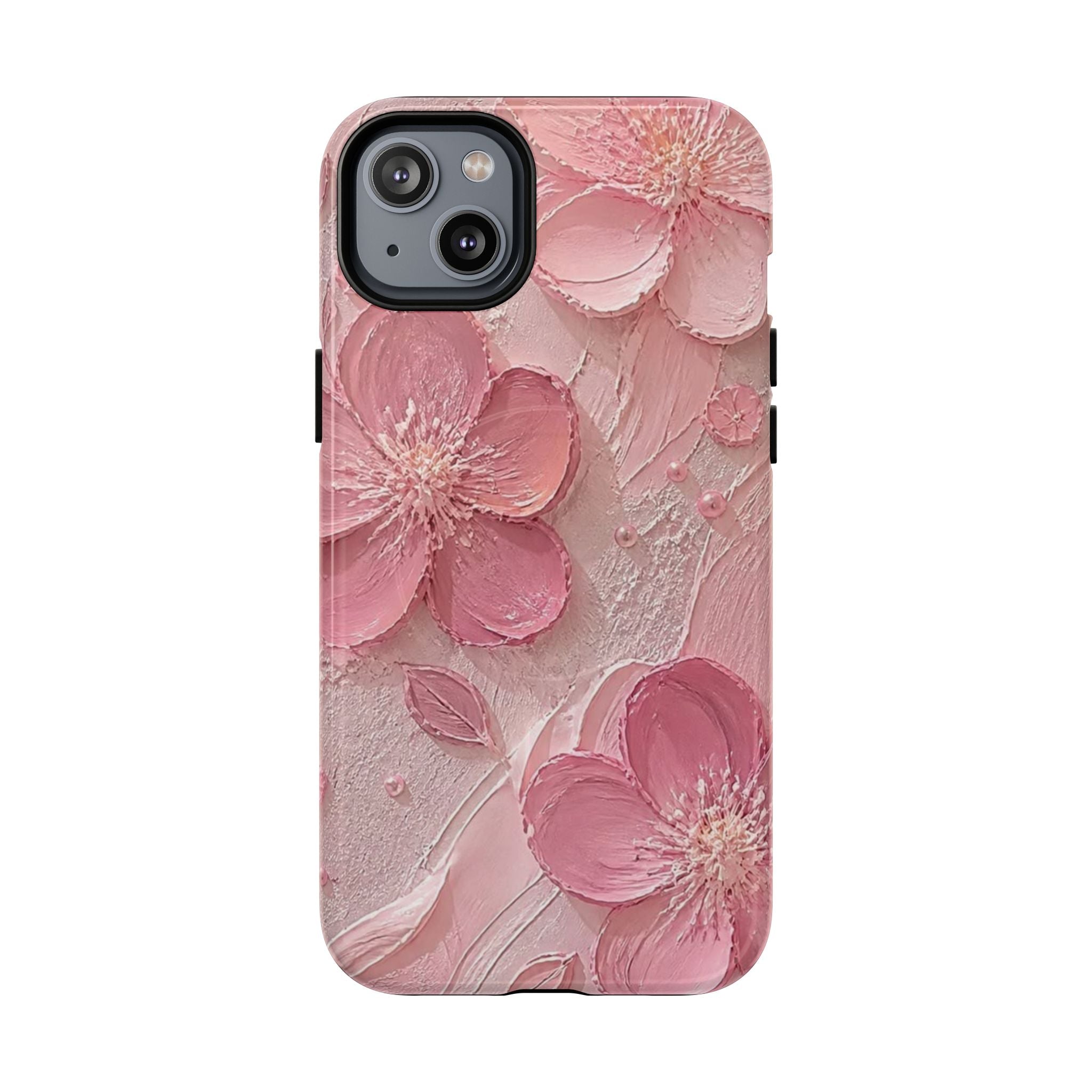 Pink Floral Tough Magnetic Phone Case — 3D Blossom Protective Cover