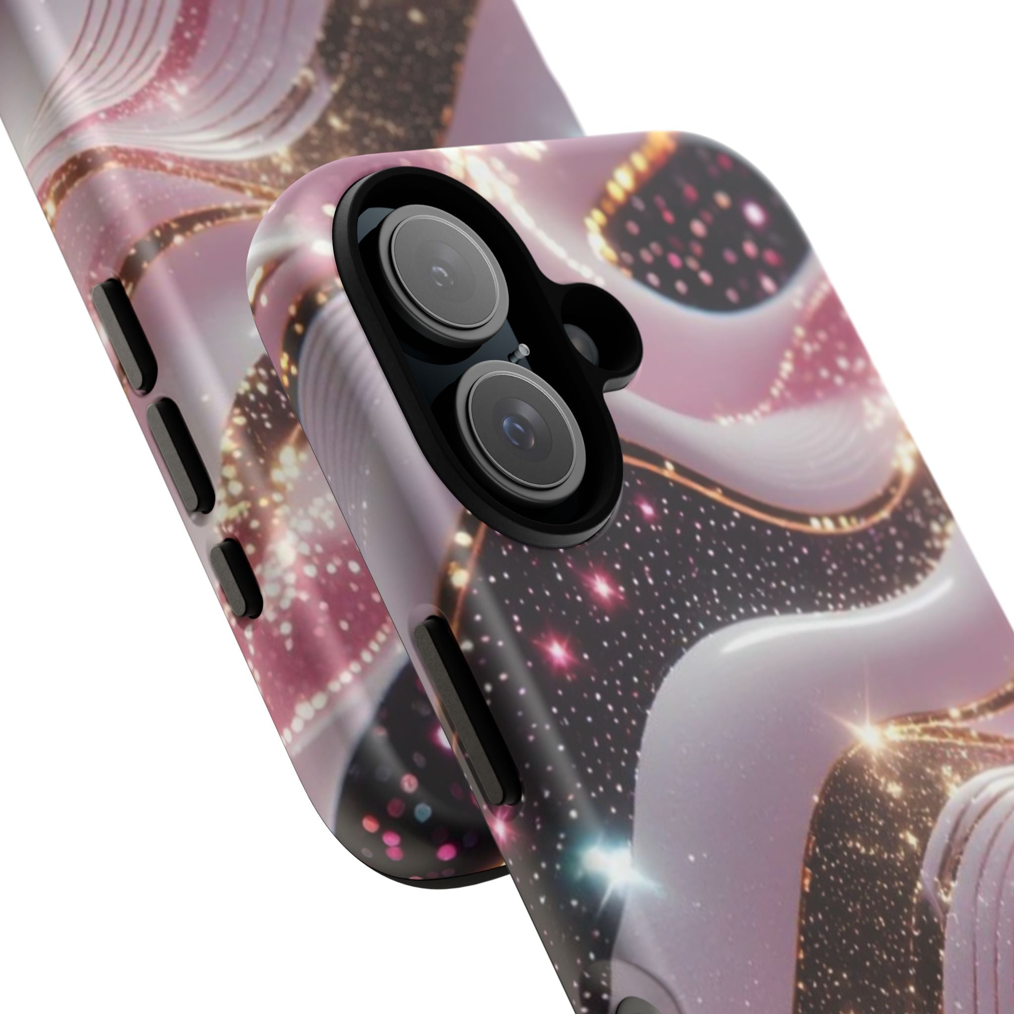 Sparkling Pink Wave Phone Case — Glitter Marble Protective Cover