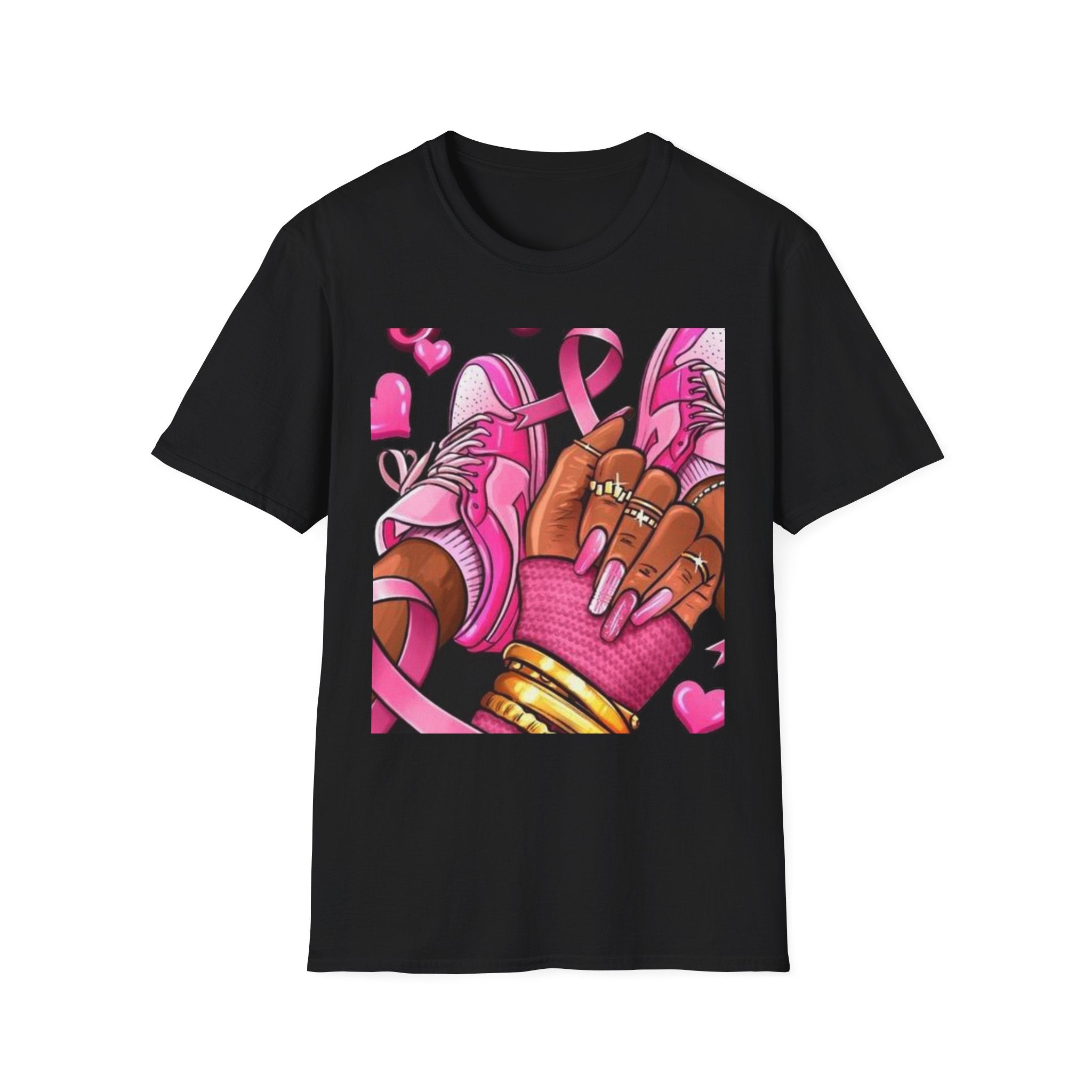 Breast Cancer Awareness Pink Ribbon Graphic T‑Shirt