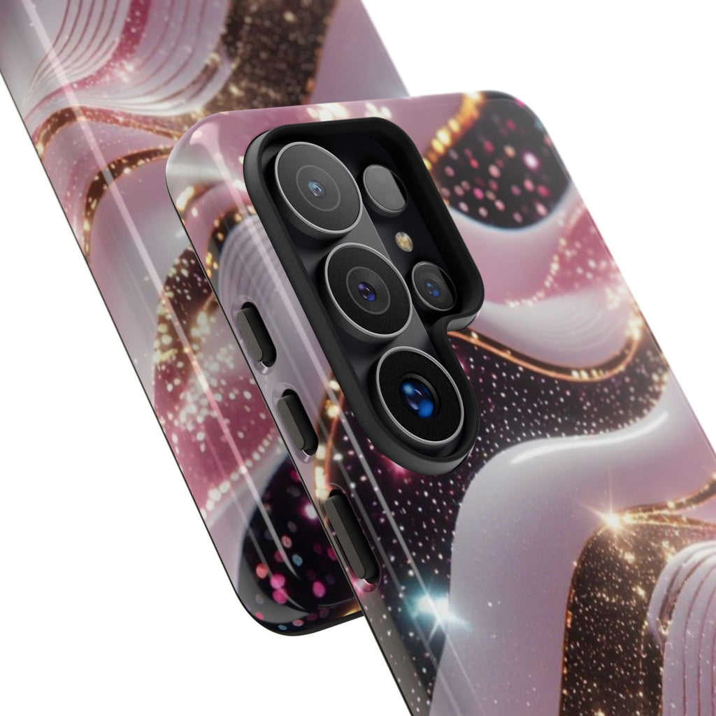 Sparkling Pink Wave Phone Case — Glitter Marble Protective Cover