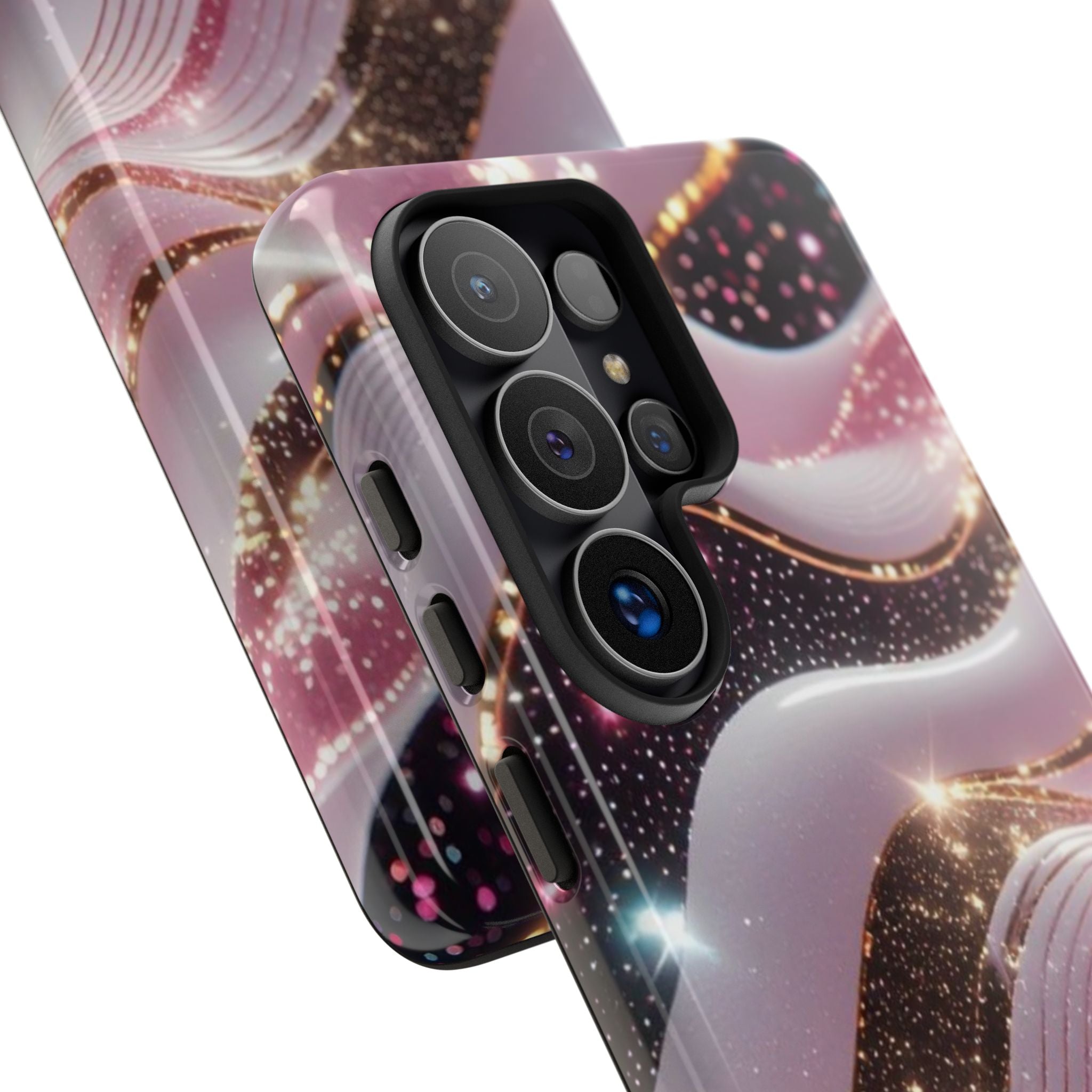 Sparkling Pink Wave Phone Case — Glitter Marble Protective Cover