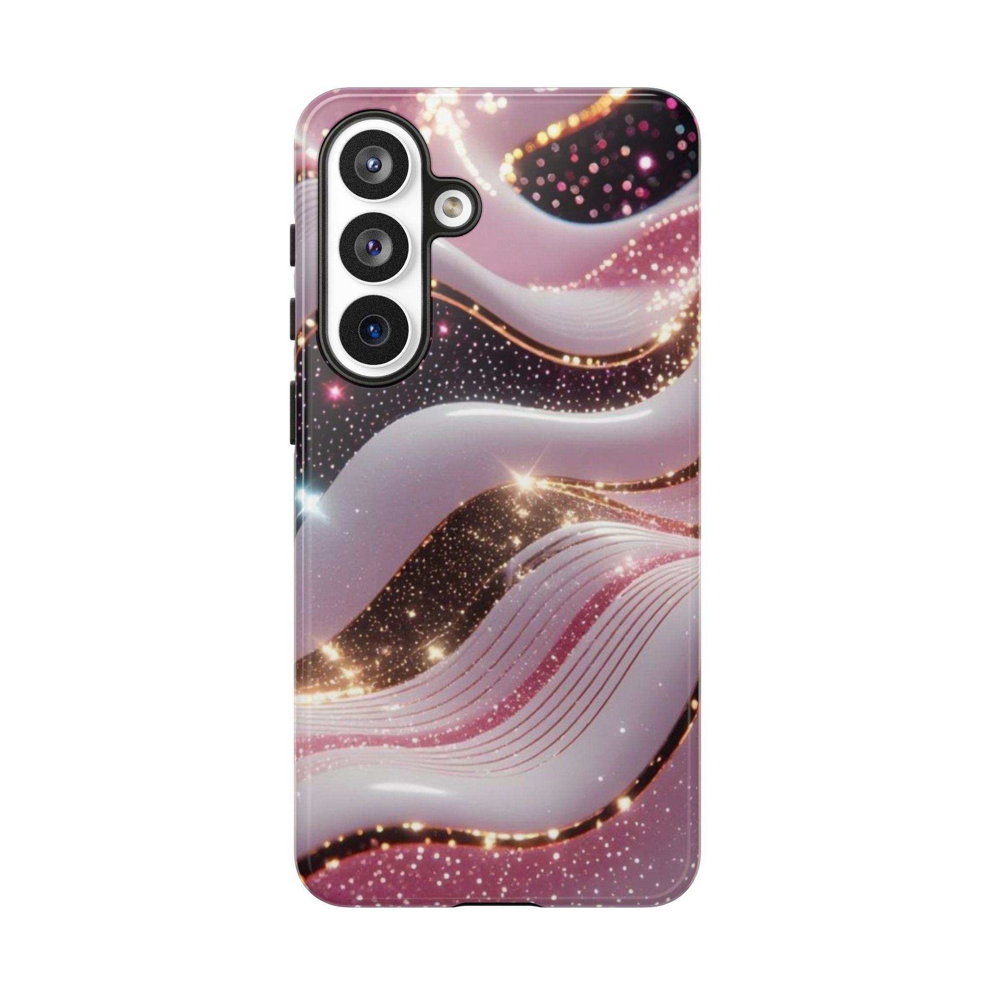 Sparkling Pink Wave Phone Case — Glitter Marble Protective Cover