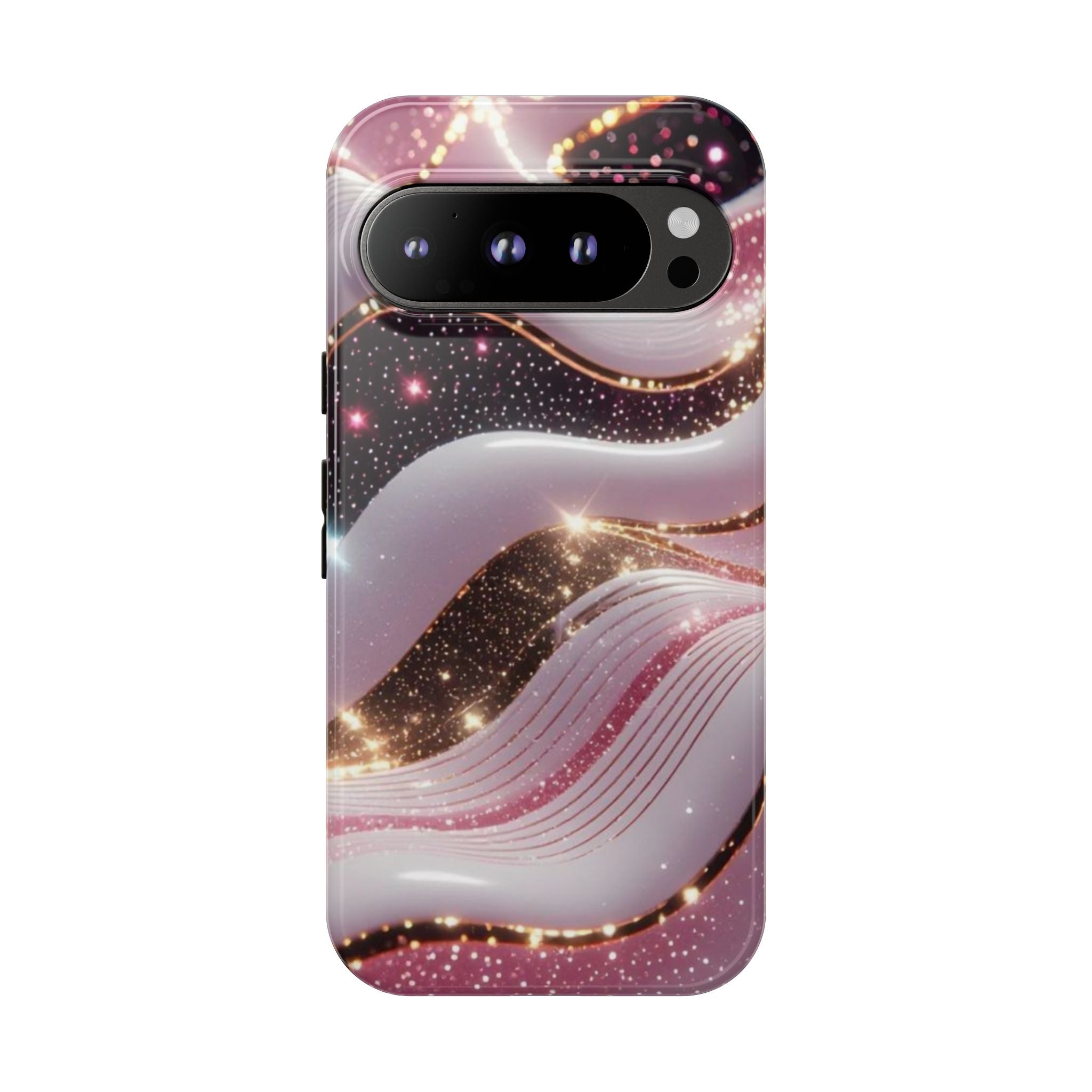Sparkling Pink Wave Phone Case — Glitter Marble Protective Cover