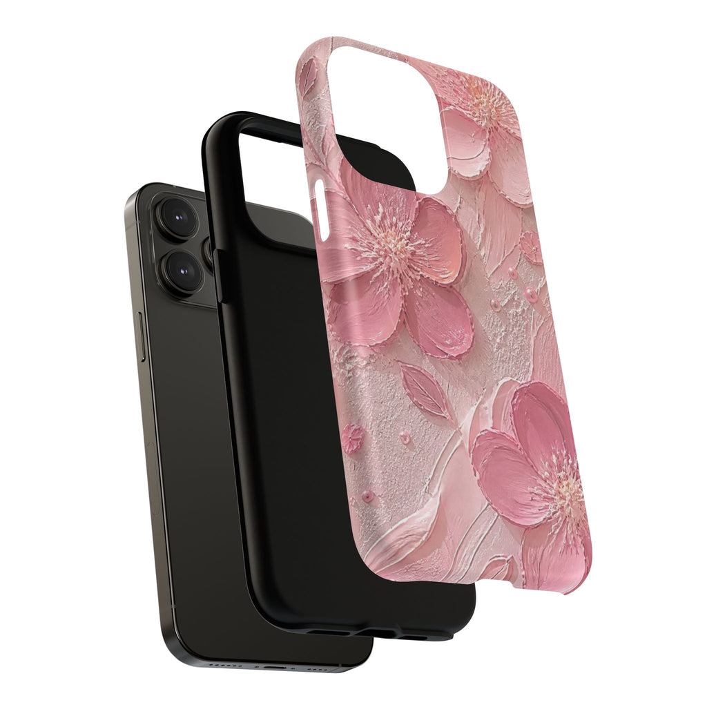 Pink Floral Tough Magnetic Phone Case — 3D Blossom Protective Cover