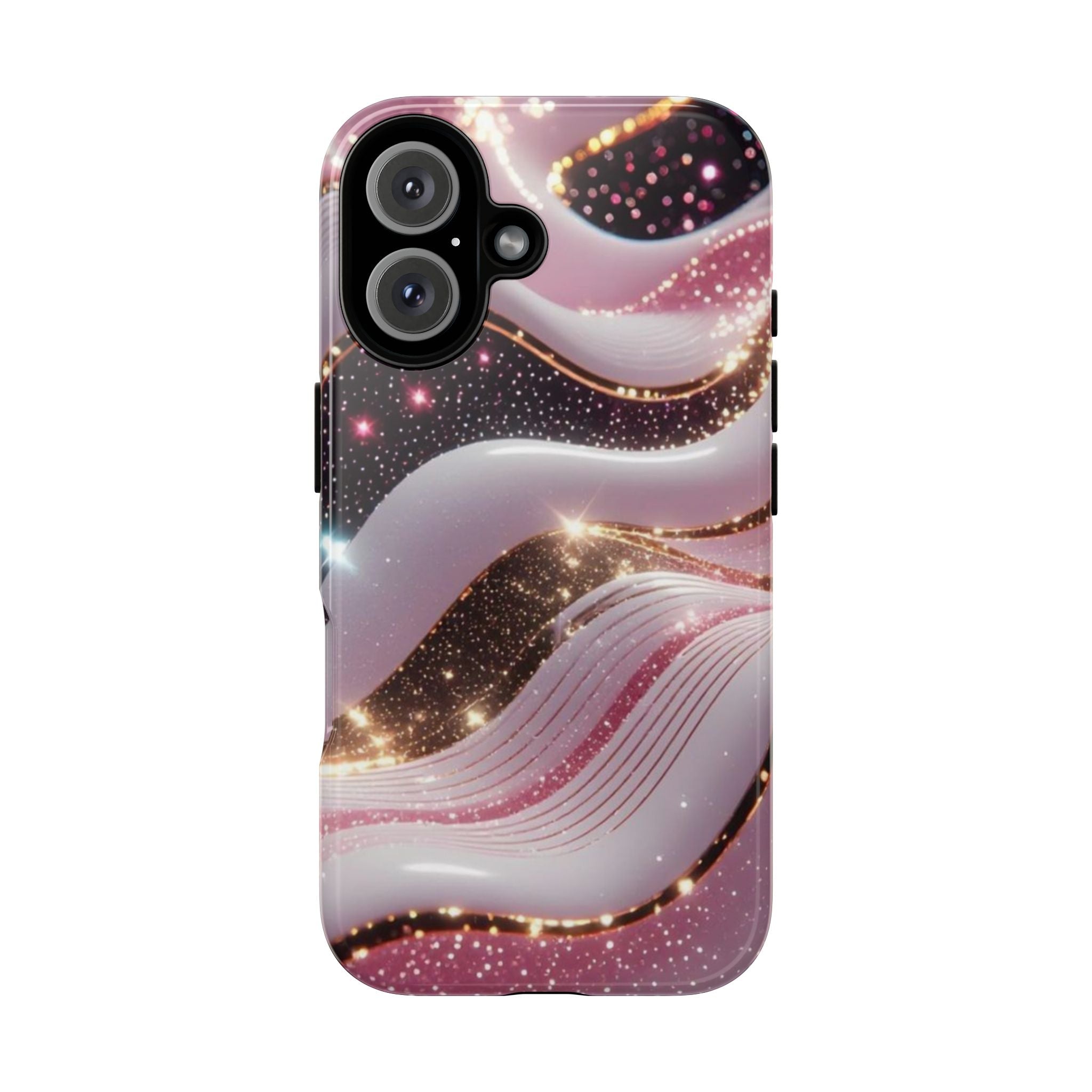 Sparkling Pink Wave Phone Case — Glitter Marble Protective Cover