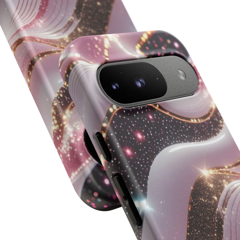 Sparkling Pink Wave Phone Case — Glitter Marble Protective Cover