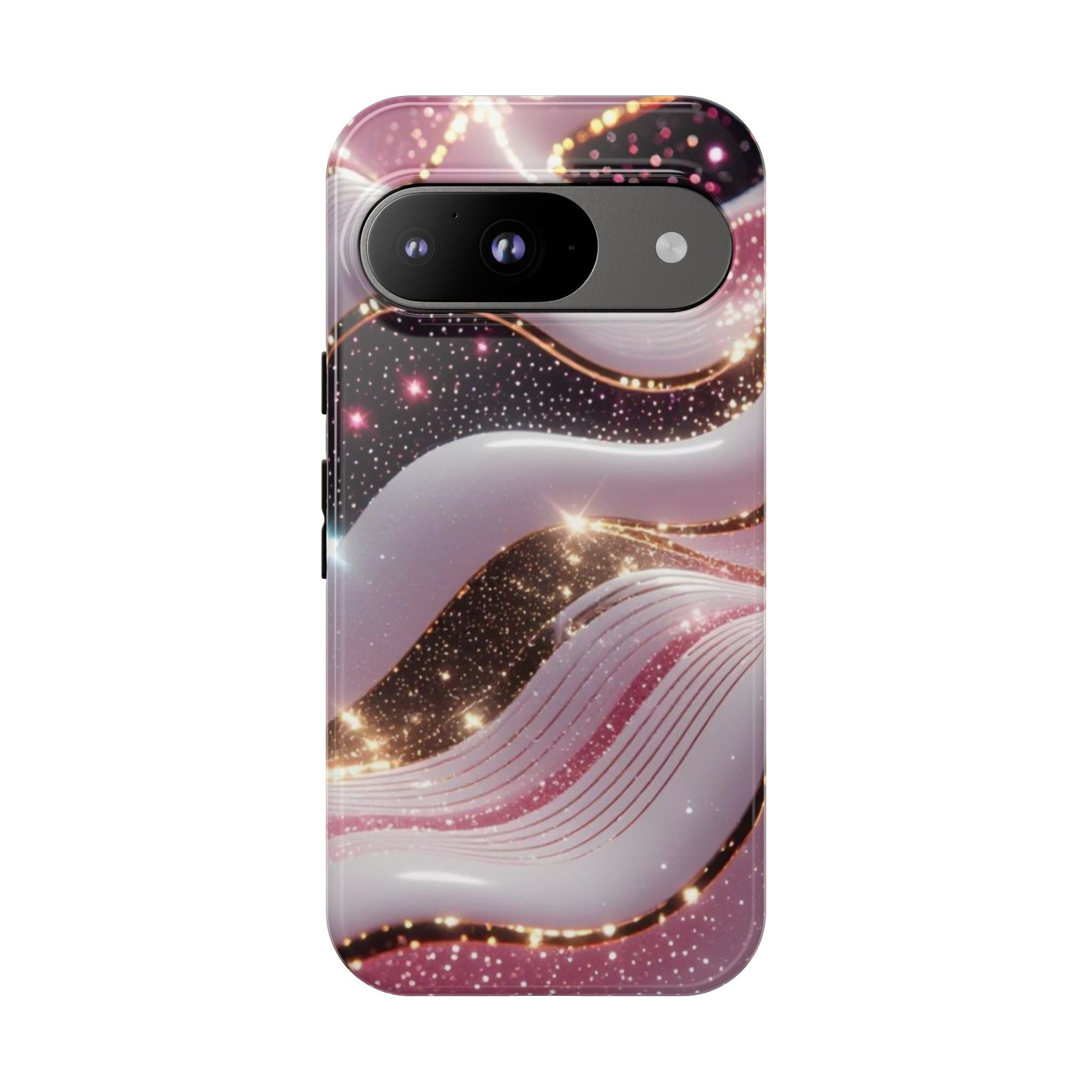 Sparkling Pink Wave Phone Case — Glitter Marble Protective Cover