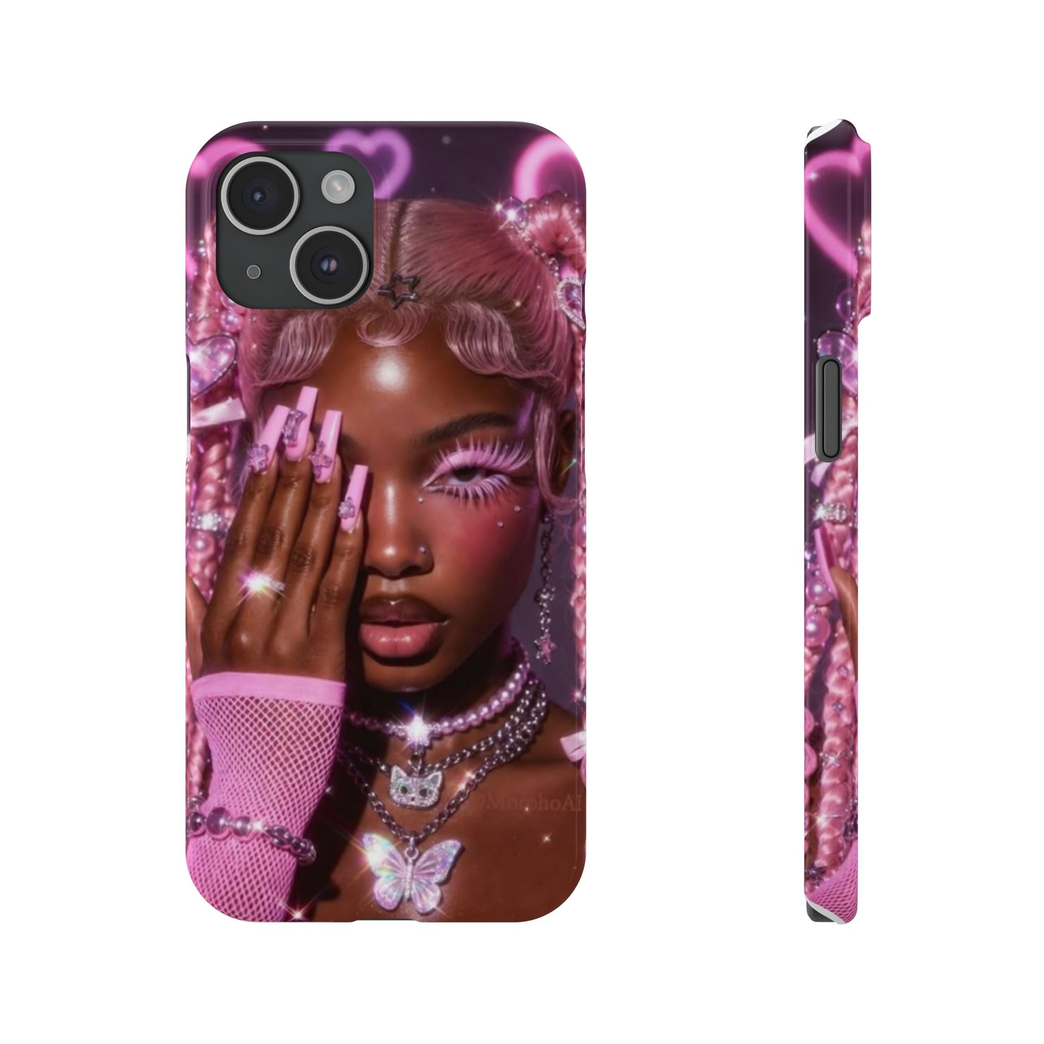 Pink Glam Slim Phone Case — Butterfly Jewels Fashion iPhone Cover