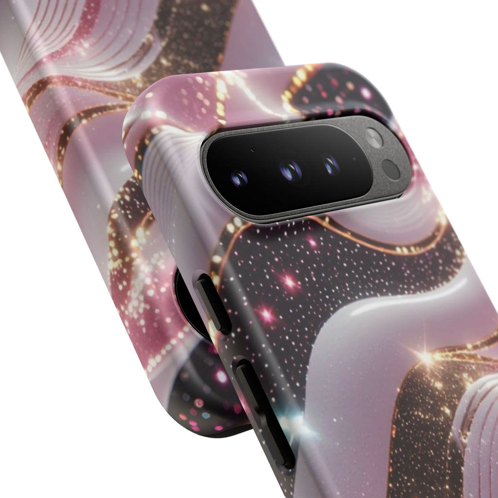 Sparkling Pink Wave Phone Case — Glitter Marble Protective Cover