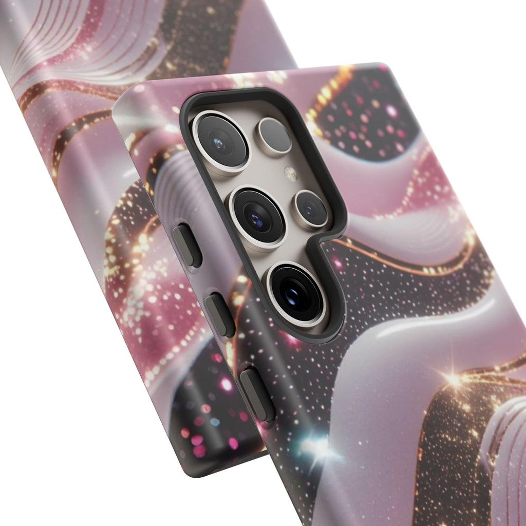 Sparkling Pink Wave Phone Case — Glitter Marble Protective Cover