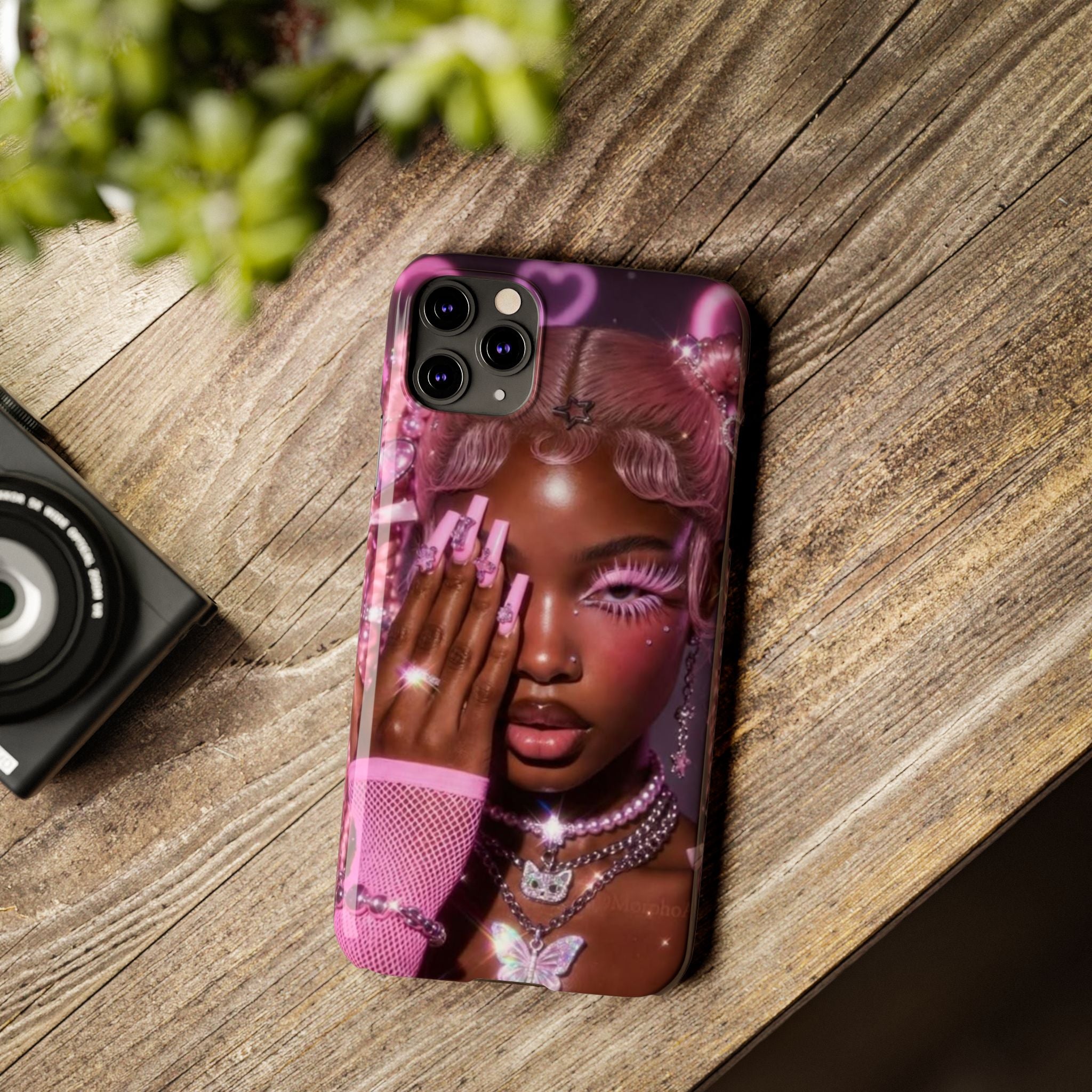 Pink Glam Slim Phone Case — Butterfly Jewels Fashion iPhone Cover