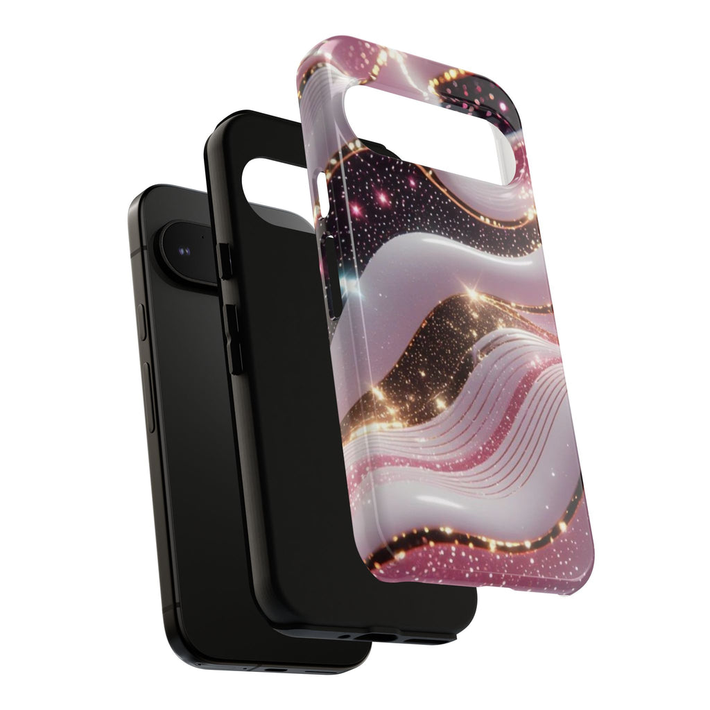 Sparkling Pink Wave Phone Case — Glitter Marble Protective Cover