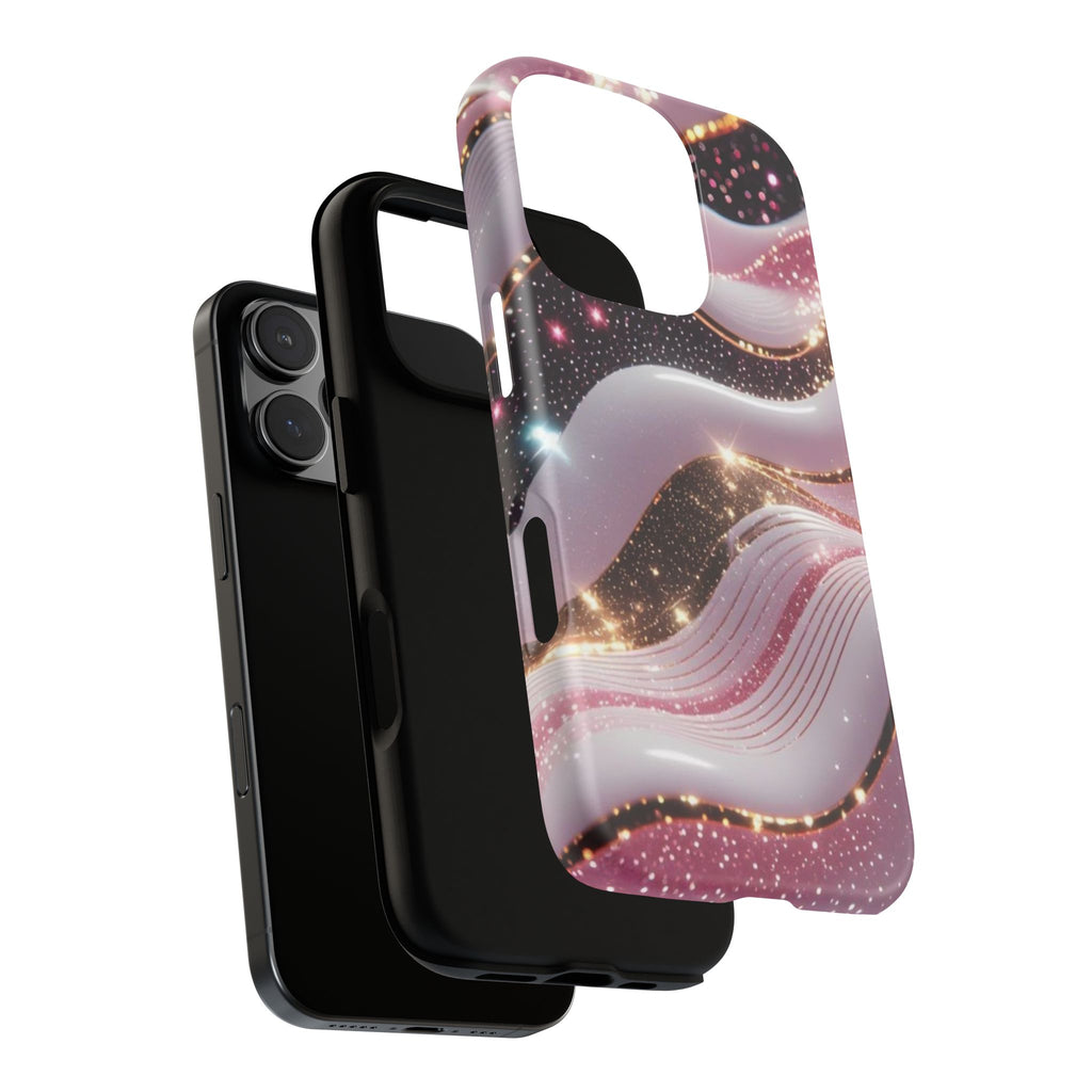 Sparkling Pink Wave Phone Case — Glitter Marble Protective Cover