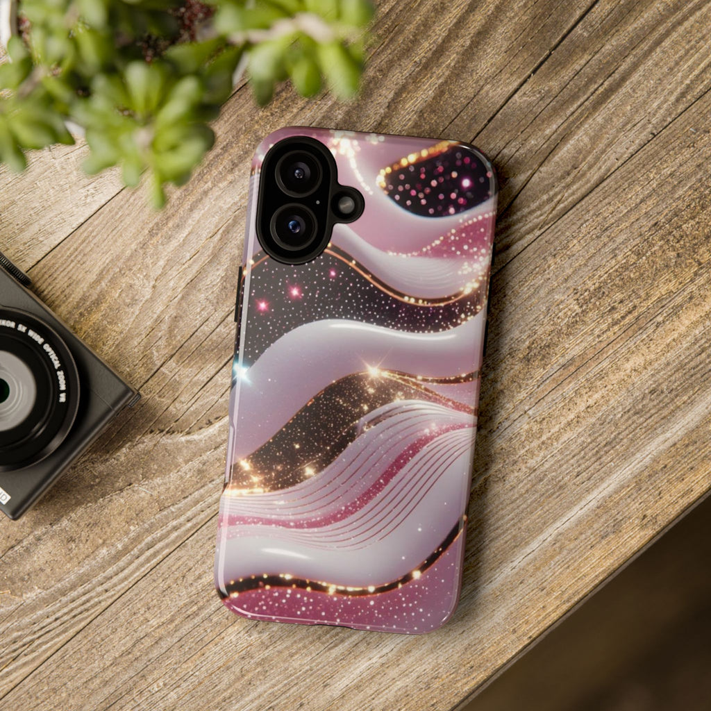 Sparkling Pink Wave Phone Case — Glitter Marble Protective Cover