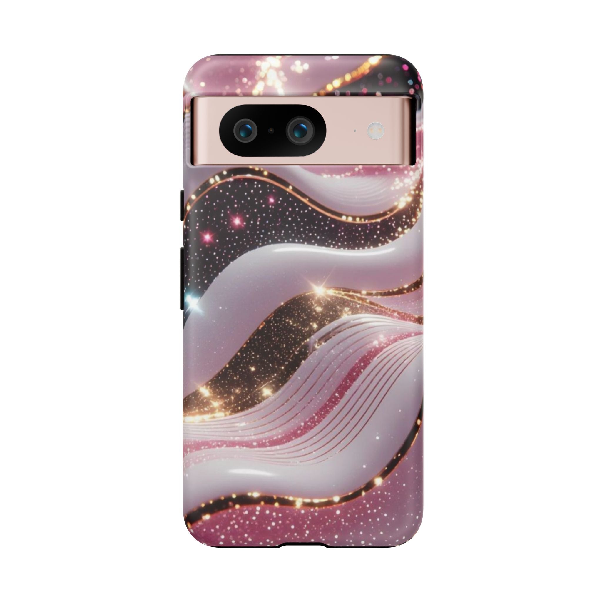 Sparkling Pink Wave Phone Case — Glitter Marble Protective Cover