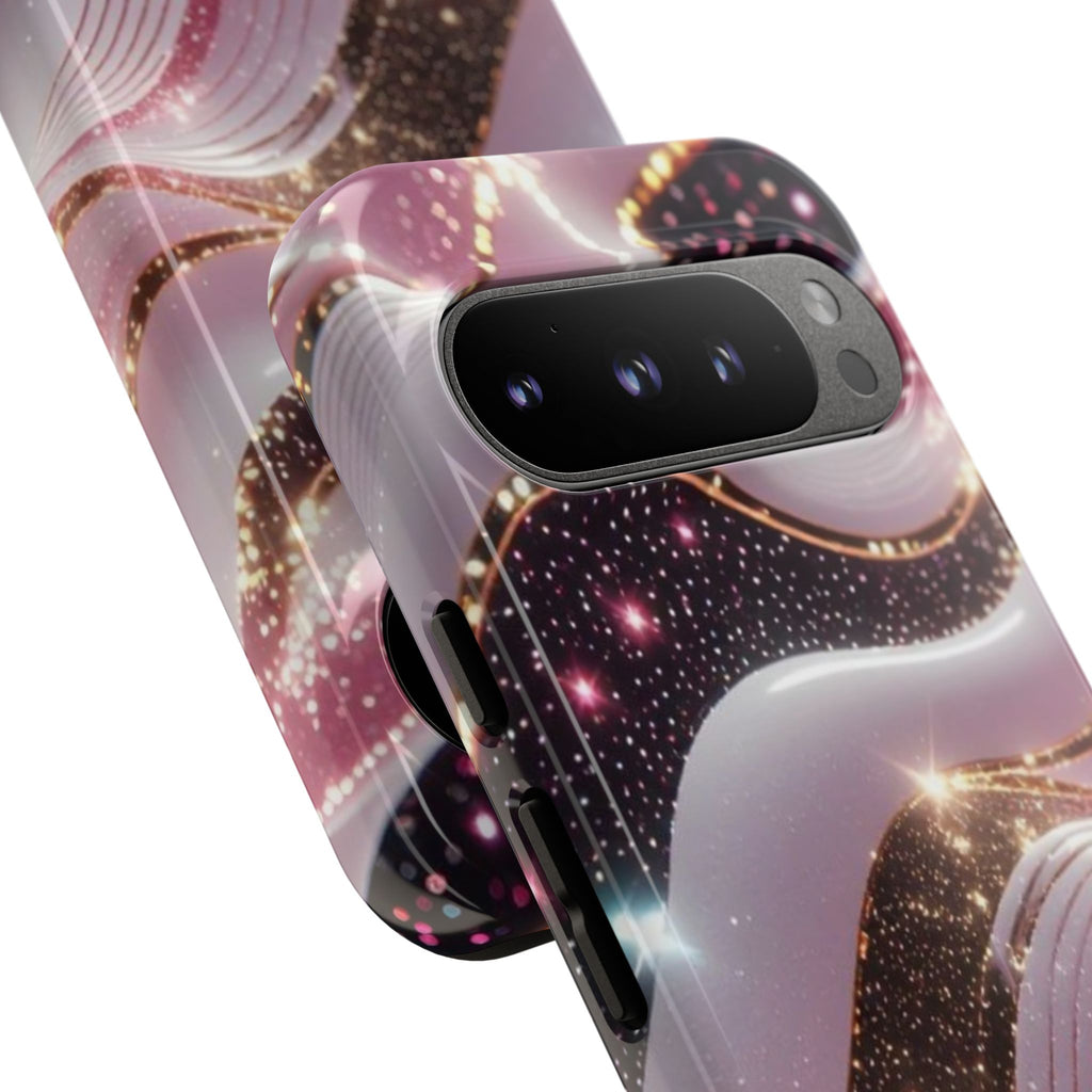 Sparkling Pink Wave Phone Case — Glitter Marble Protective Cover
