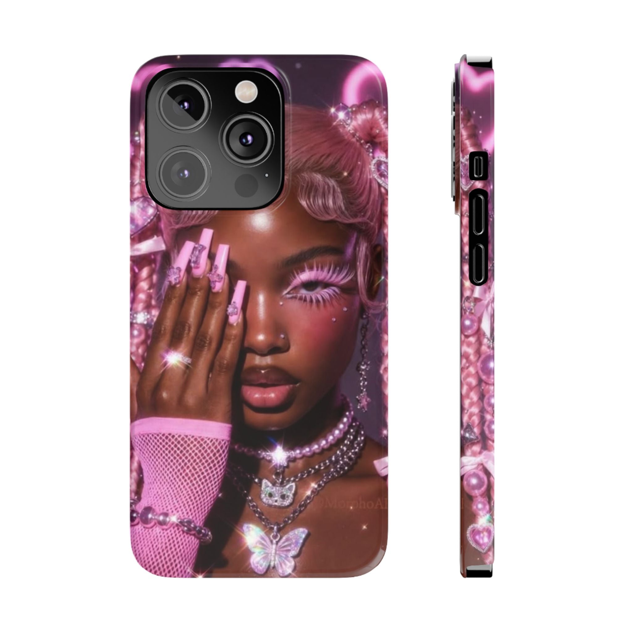 Pink Glam Slim Phone Case — Butterfly Jewels Fashion iPhone Cover