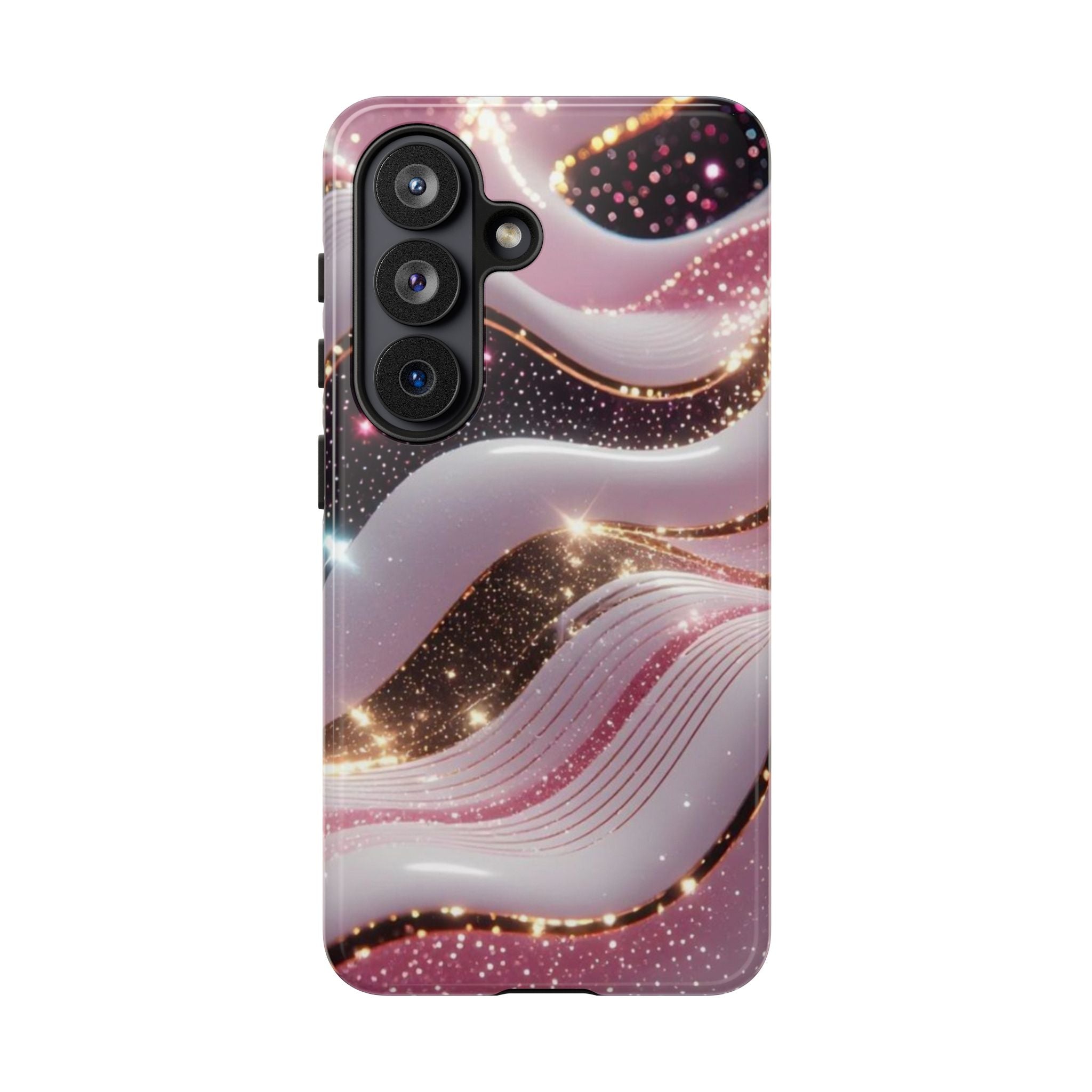 Sparkling Pink Wave Phone Case — Glitter Marble Protective Cover