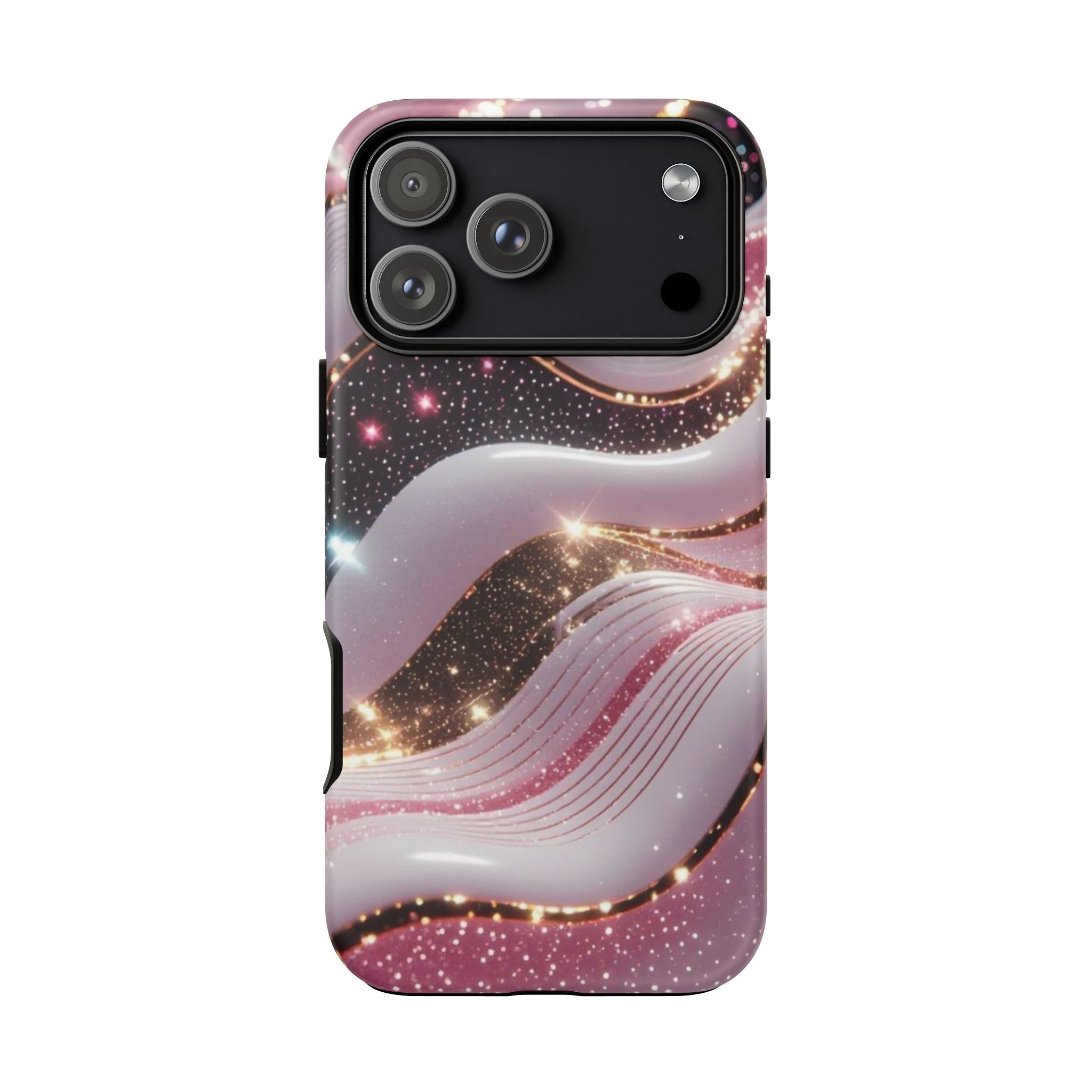 Sparkling Pink Wave Phone Case — Glitter Marble Protective Cover