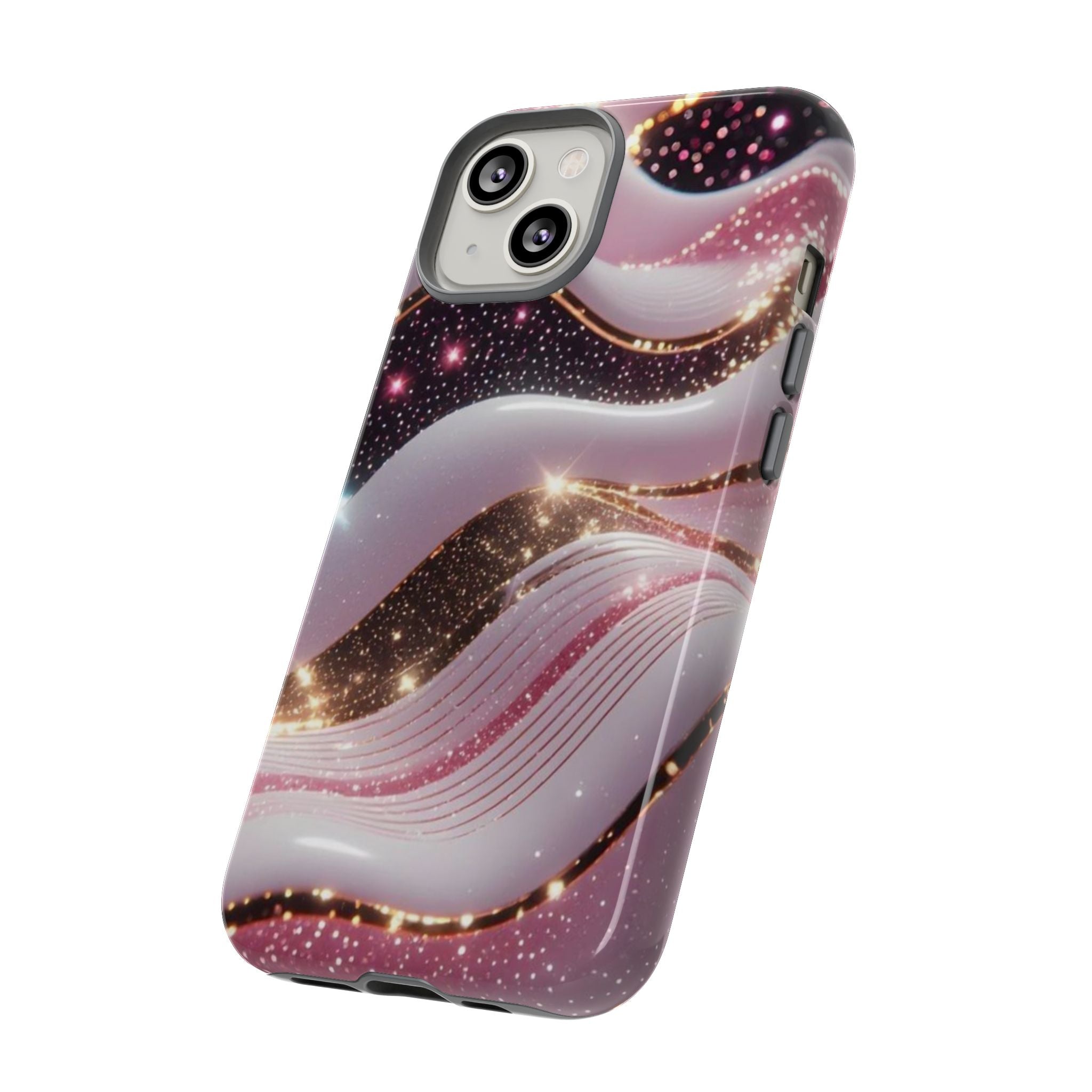 Sparkling Pink Wave Phone Case — Glitter Marble Protective Cover