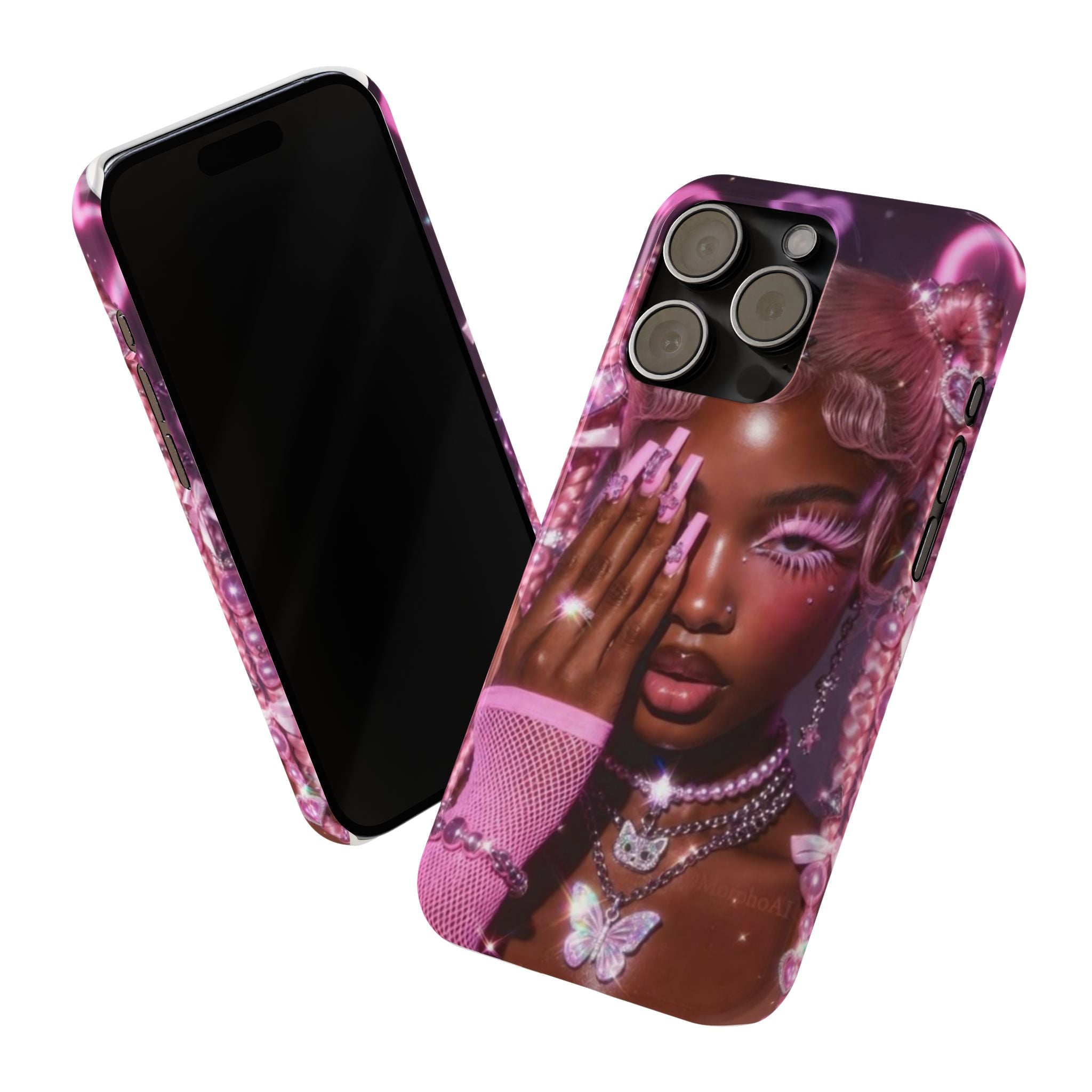 Pink Glam Slim Phone Case — Butterfly Jewels Fashion iPhone Cover