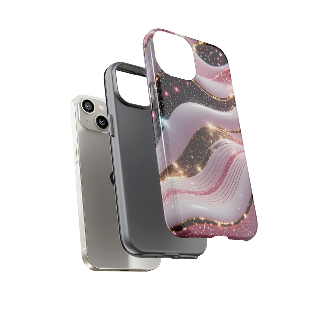 Sparkling Pink Wave Phone Case — Glitter Marble Protective Cover