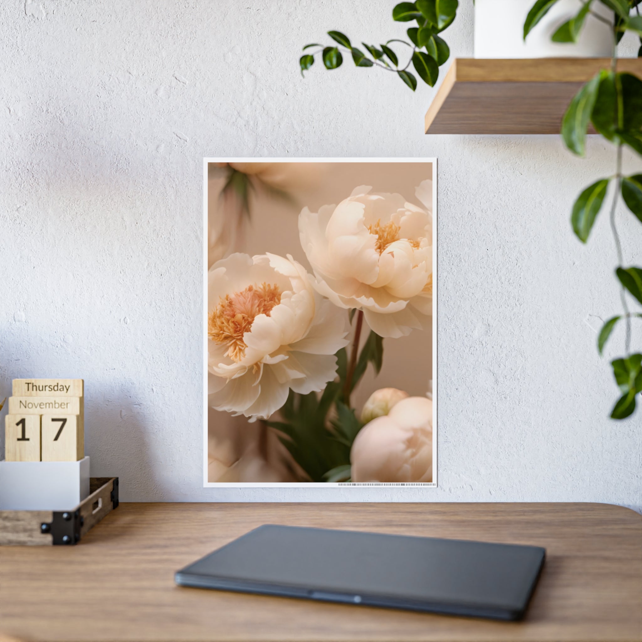 Peach Peony Print Poster