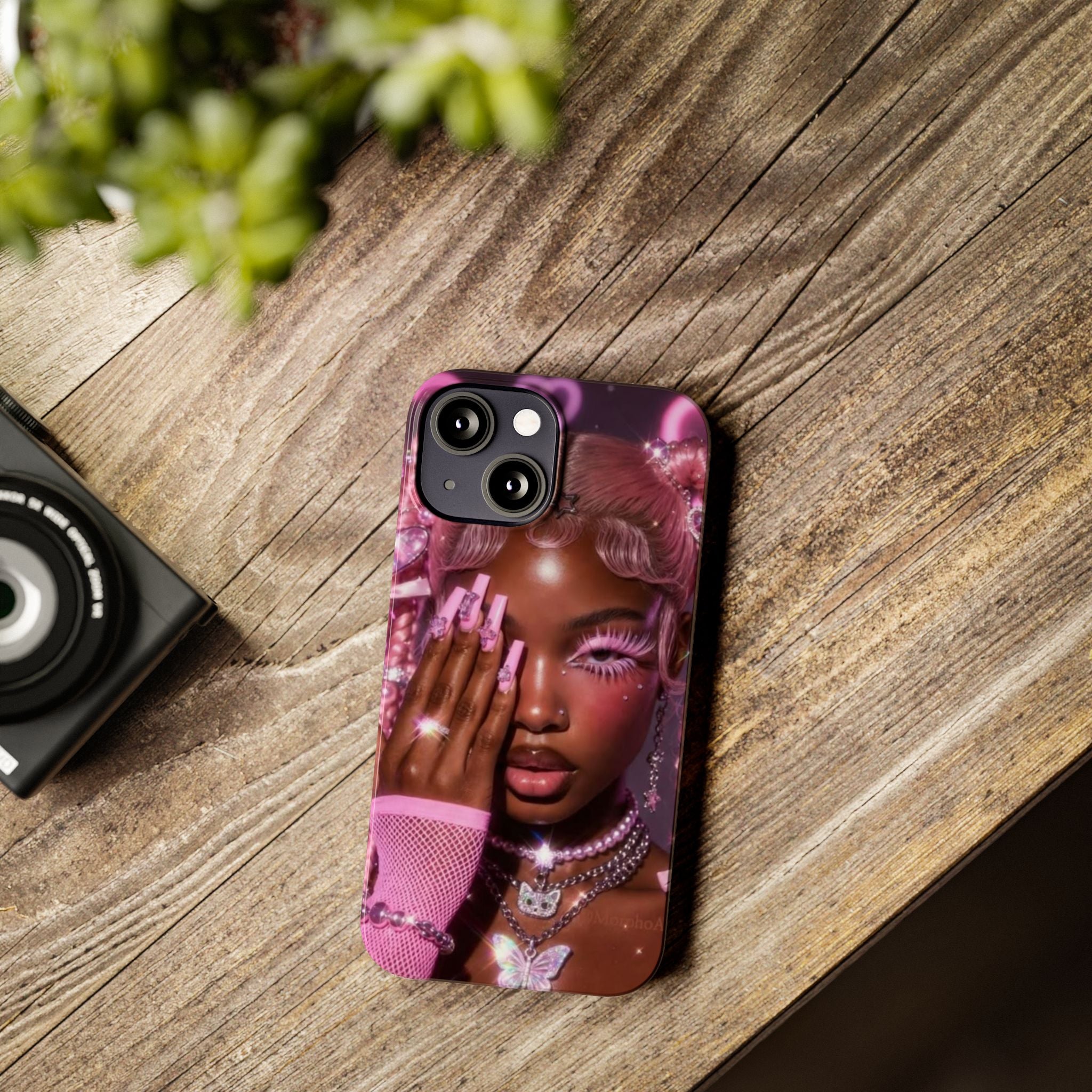 Pink Glam Slim Phone Case — Butterfly Jewels Fashion iPhone Cover