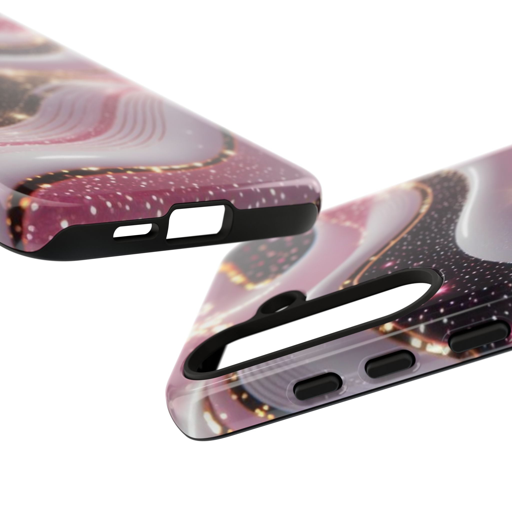 Sparkling Pink Wave Phone Case — Glitter Marble Protective Cover