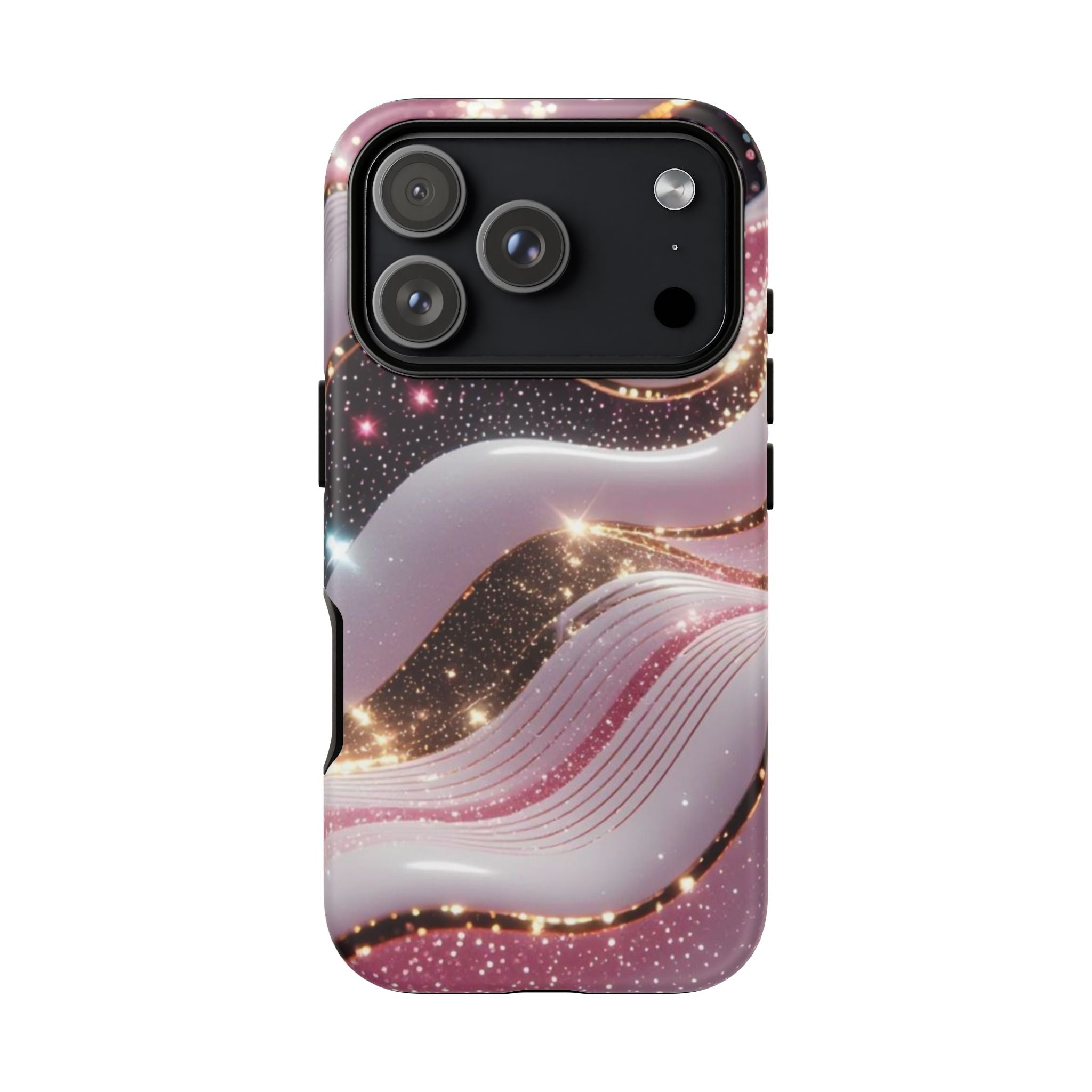 Sparkling Pink Wave Phone Case — Glitter Marble Protective Cover