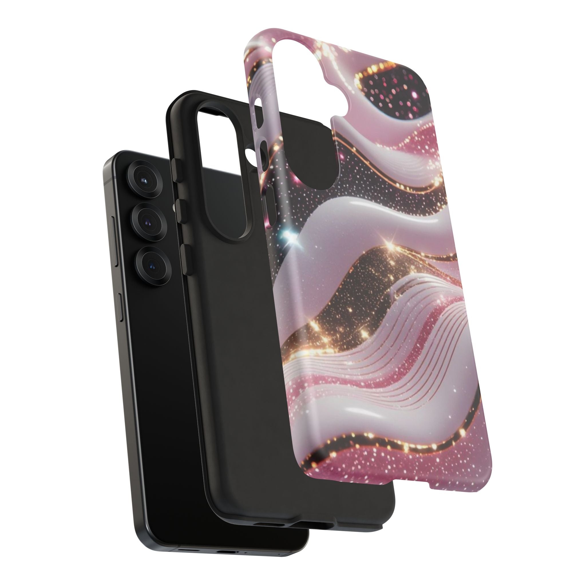 Sparkling Pink Wave Phone Case — Glitter Marble Protective Cover