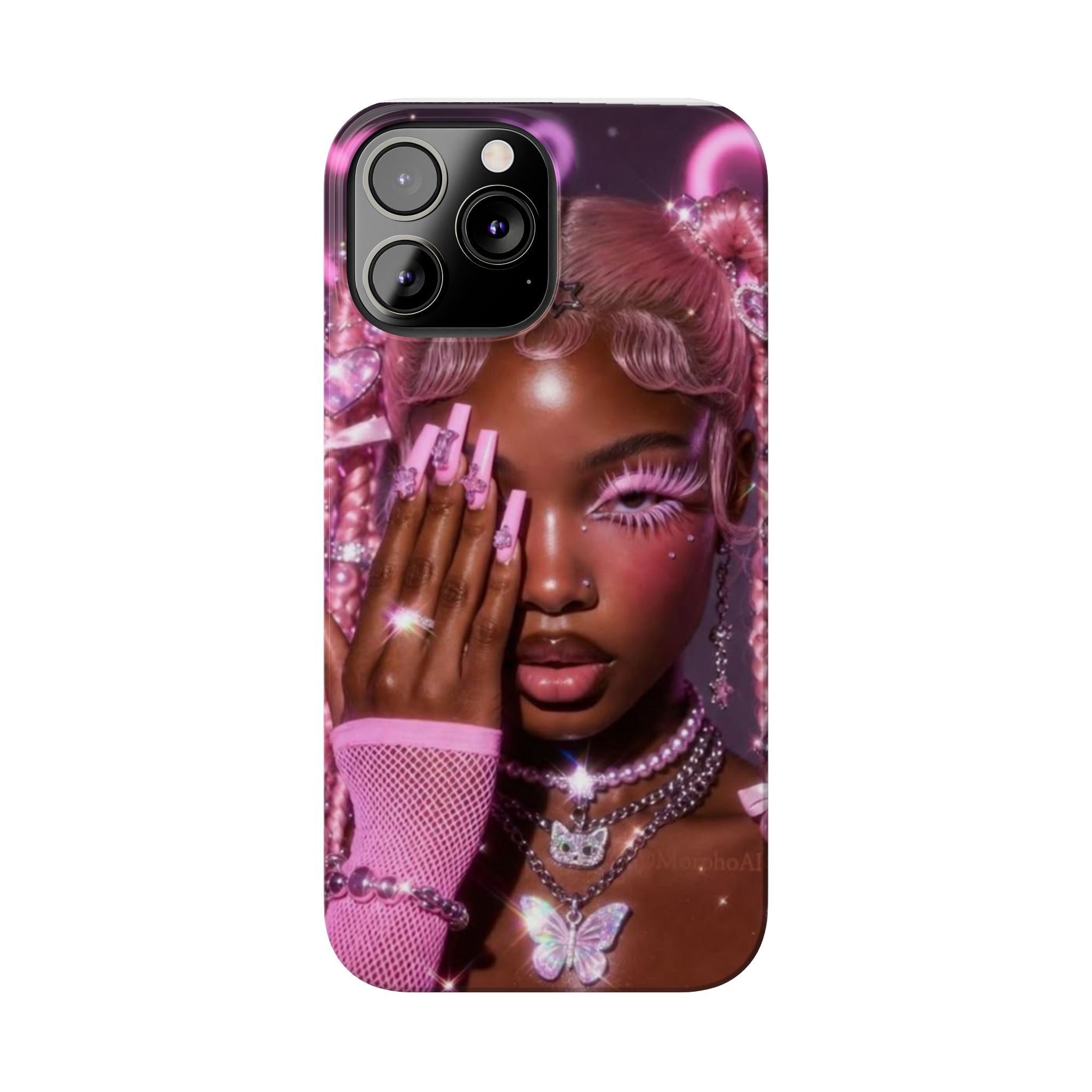 Pink Glam Slim Phone Case — Butterfly Jewels Fashion iPhone Cover